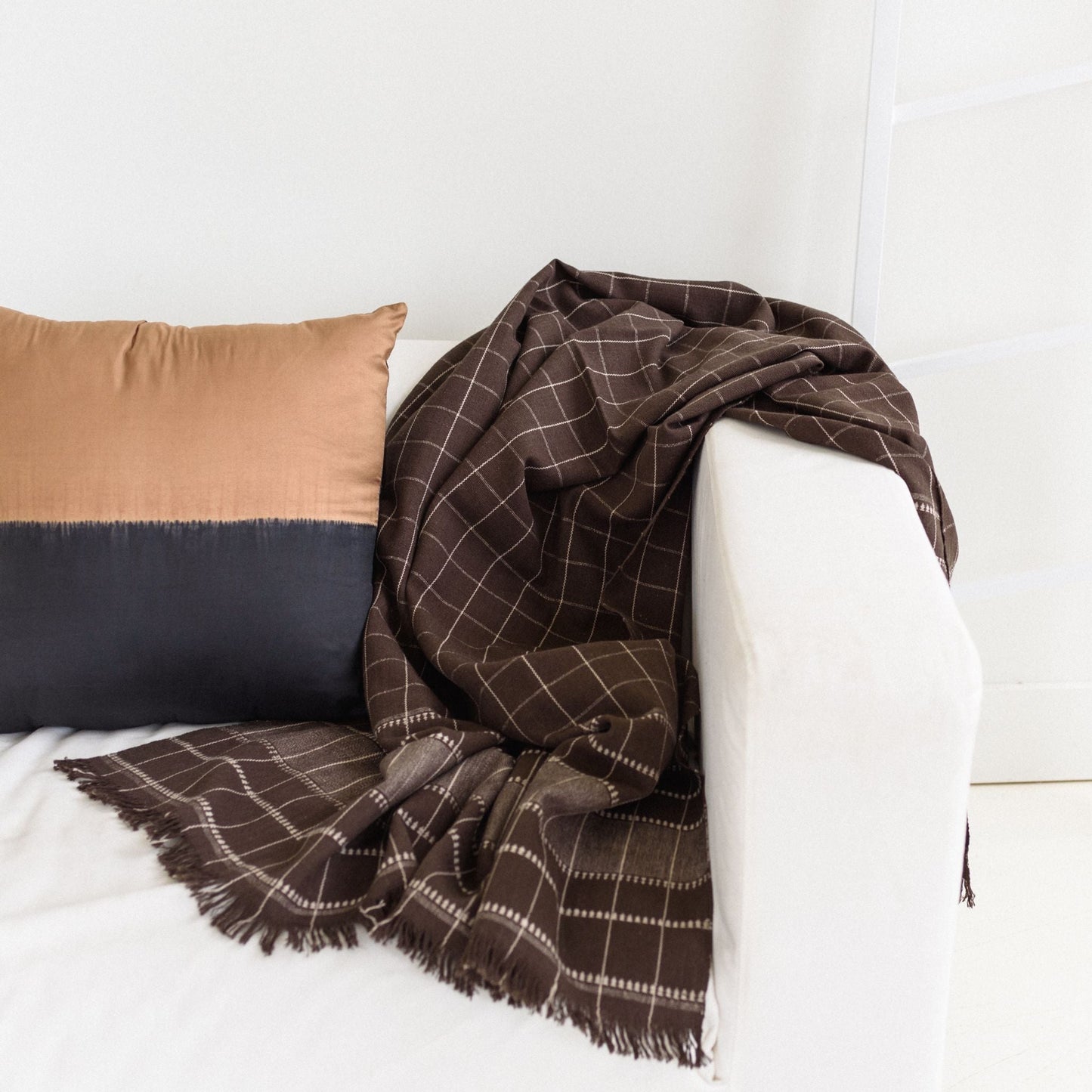 Treacle Checks Pattern Organic Cotton Handloom Throw