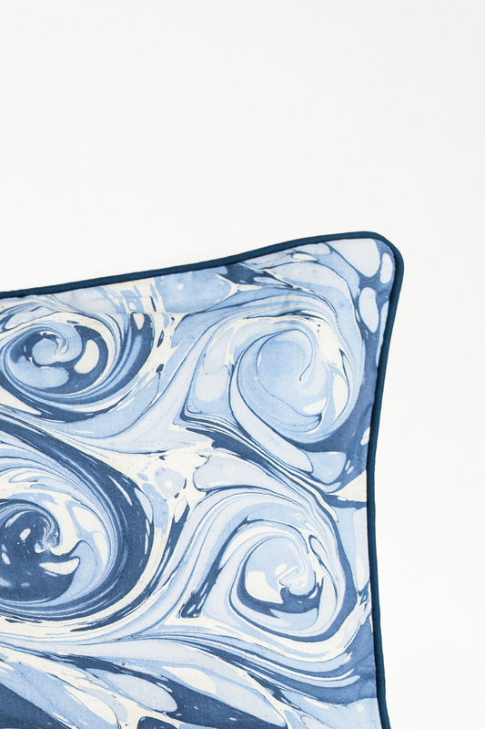 Ocean Wave Hand-Marbled Pillow, 14x20