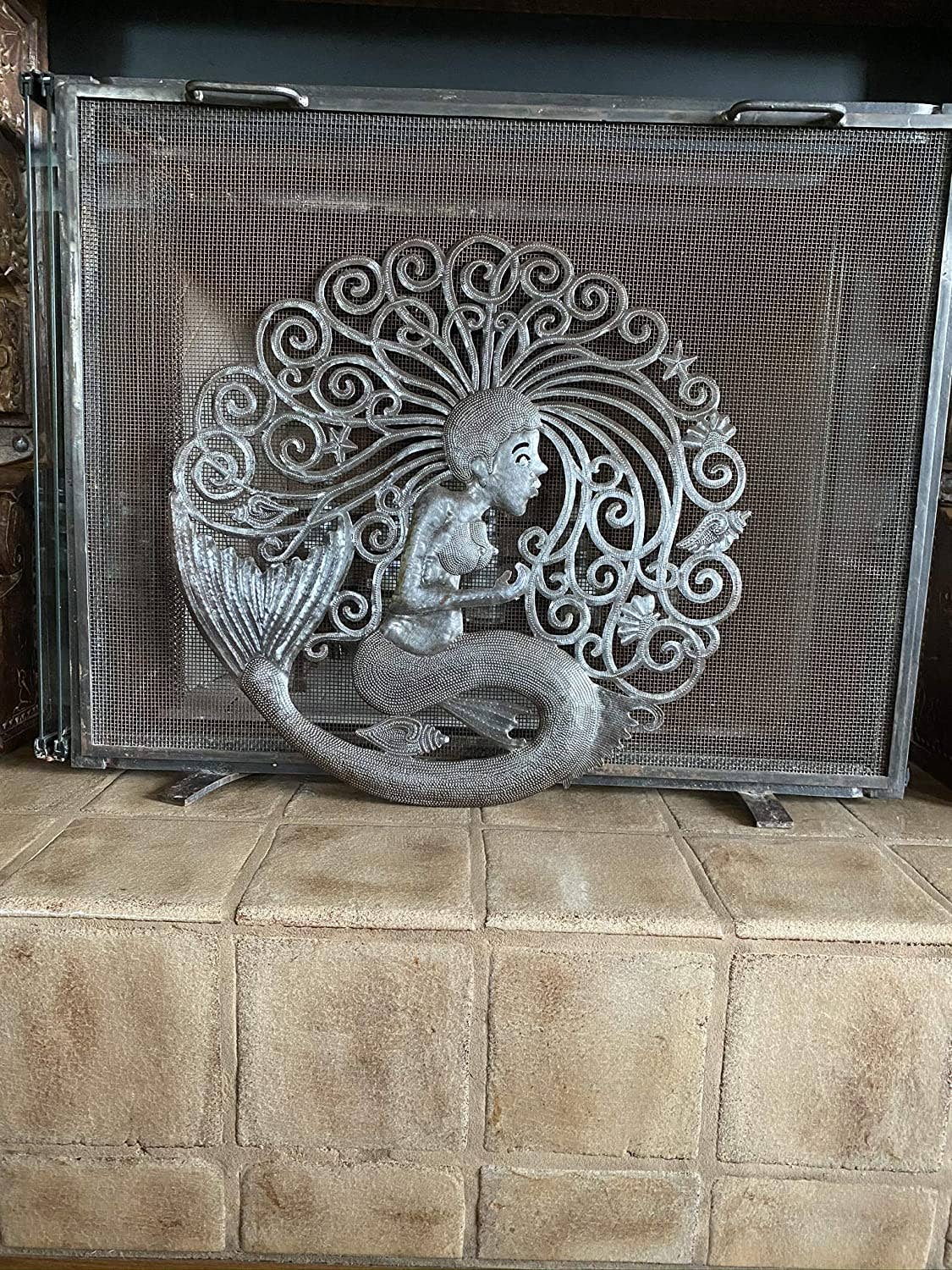 23" Mermaid, Handmade Nautical Art, Recycled Metal Haiti