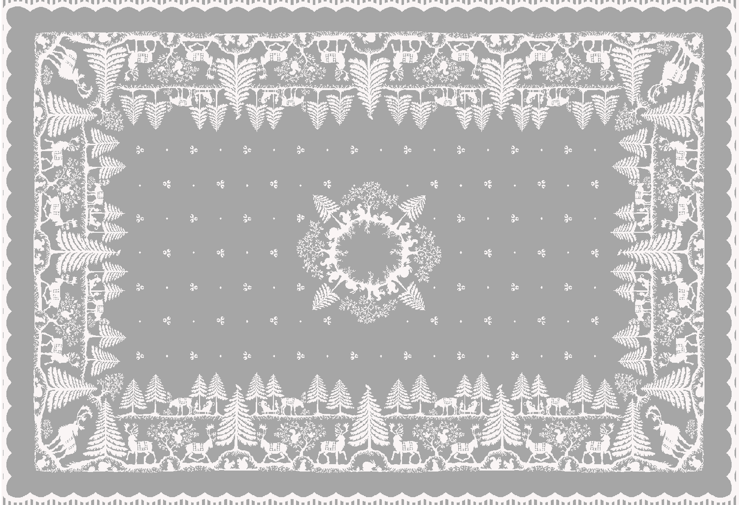 Prince of Scots Scottish Leno Gauze Christmas Tablecloth - Silver Lurex