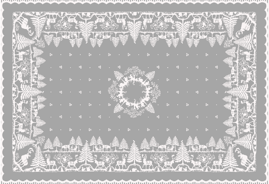 Prince of Scots Scottish Leno Gauze Christmas Tablecloth - Silver Lurex