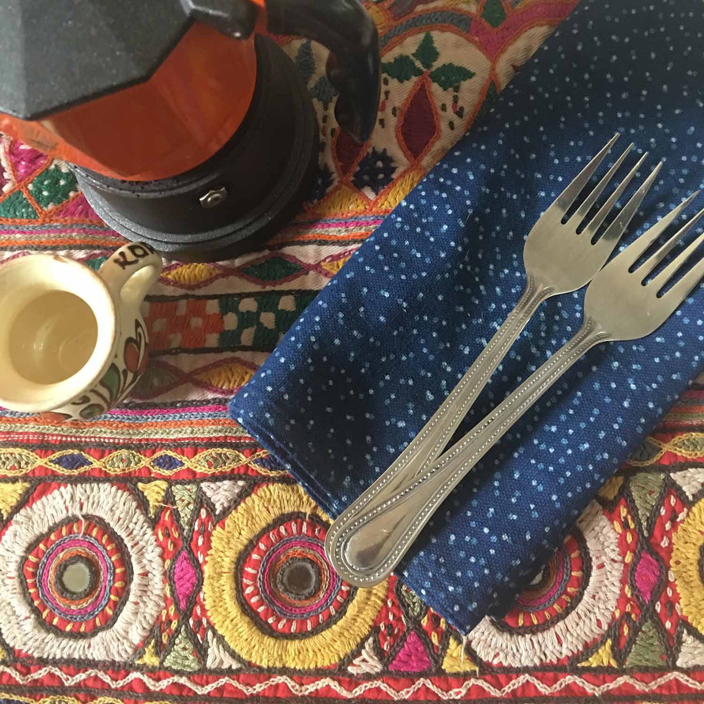 Minimalist Eco Cotton Napkin (Set of 4) - Dots Blue