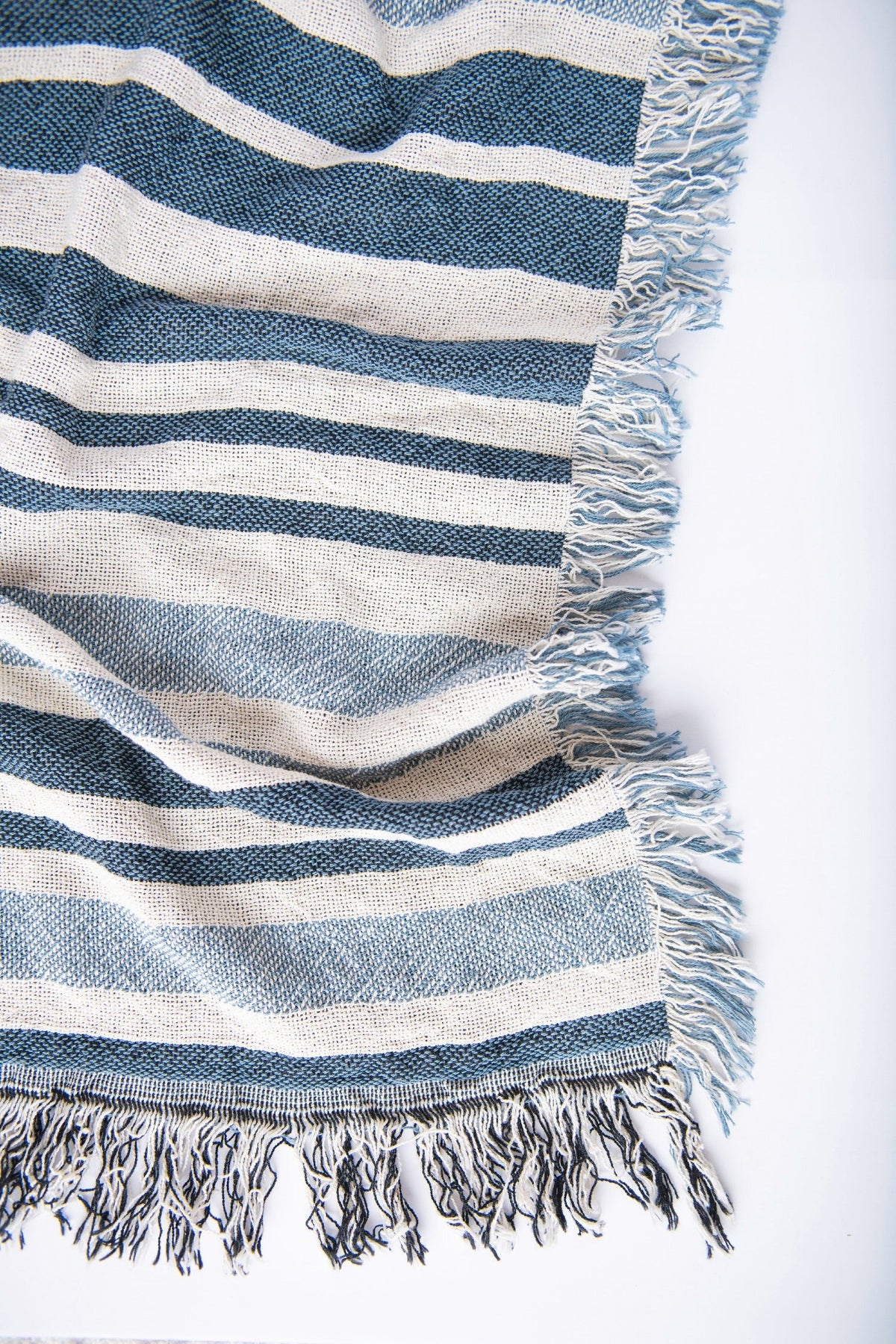 Blue Coastal Stripe Jacquard Woven Throw