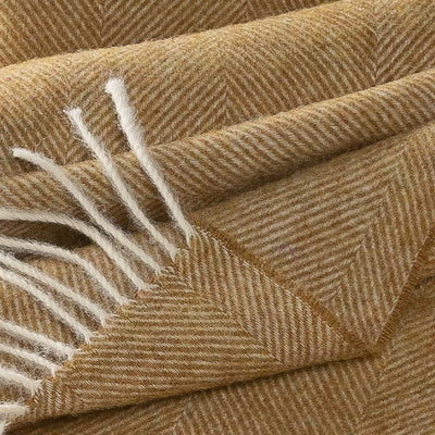 Southampton Home Shetland Lambswool Herringbone Throw – Gold