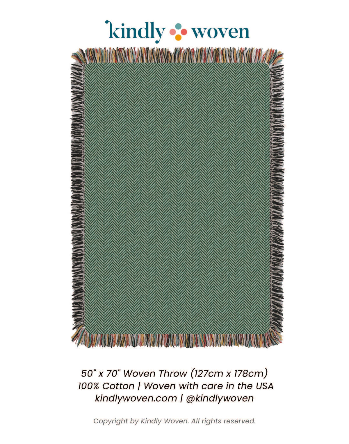 Green Herringbone Jacquard Woven Throw