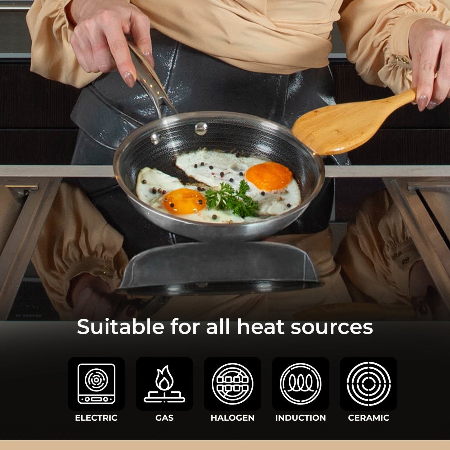 BE | LIVING - Circlad Series - 10” / 26 cm Frying Pan - Triply Stainless Steel Circlad