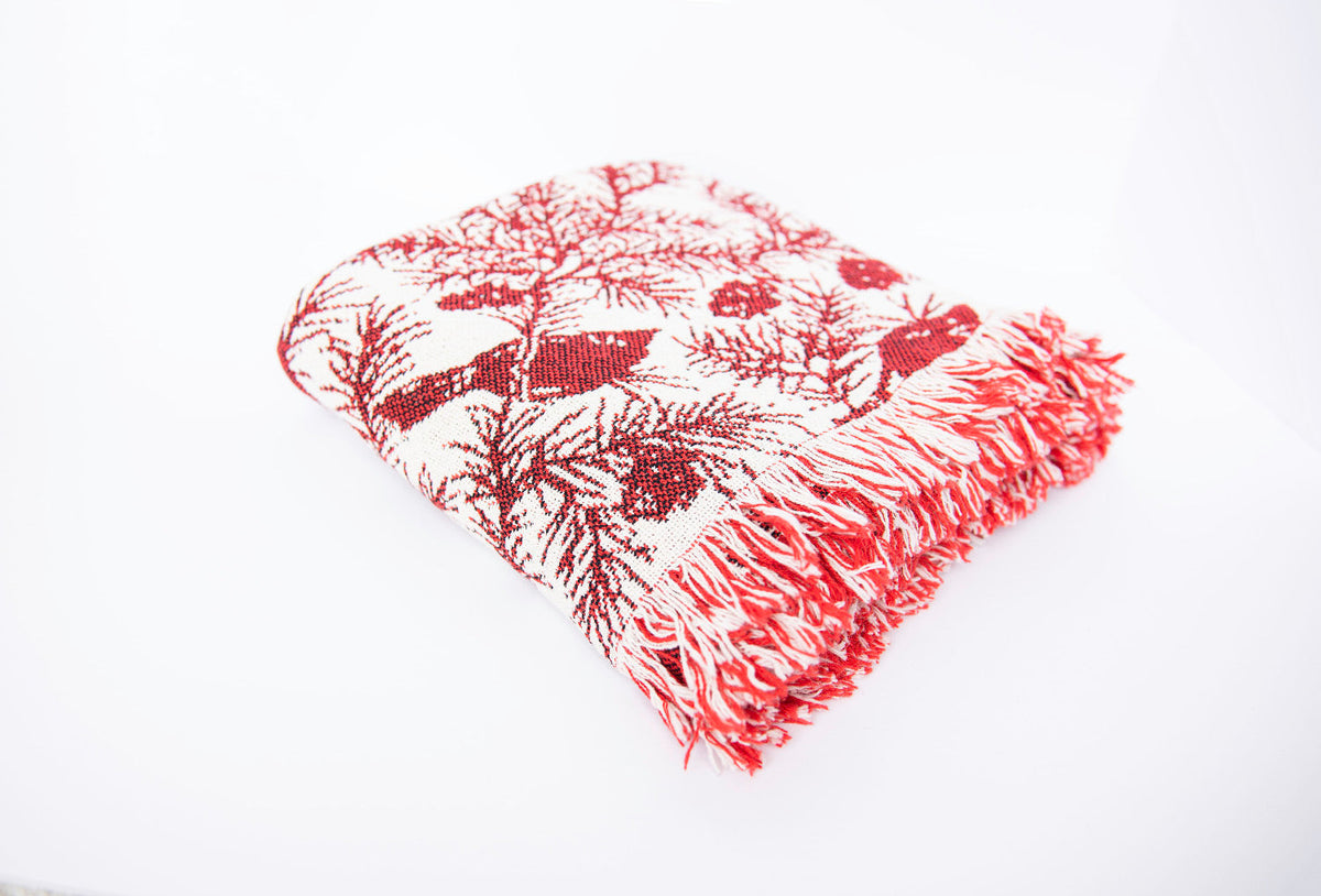 Red Cardinal Christmas Jacquard Woven Throw