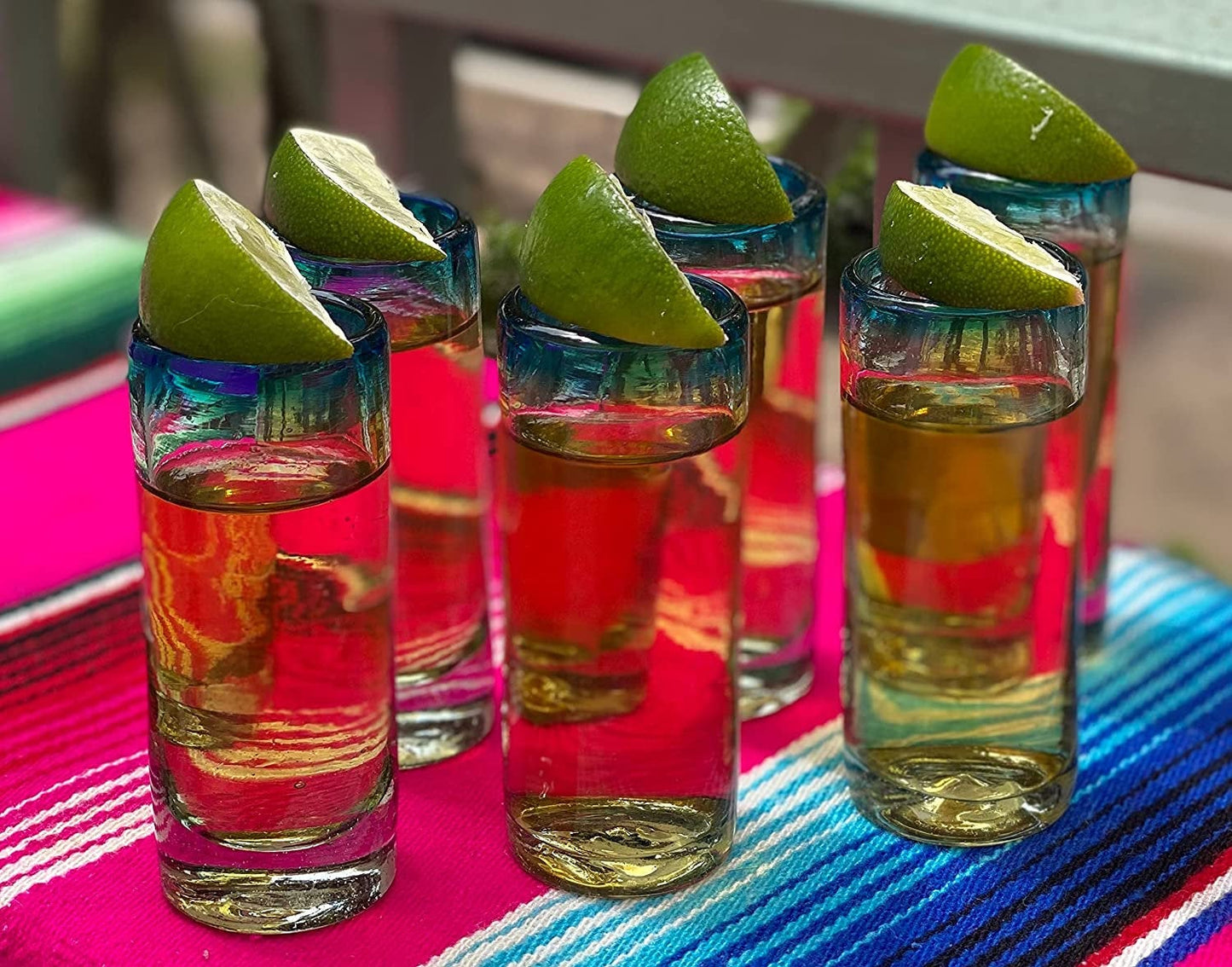 Aqua Rim Tequila Shot Glasses  - Set of 6