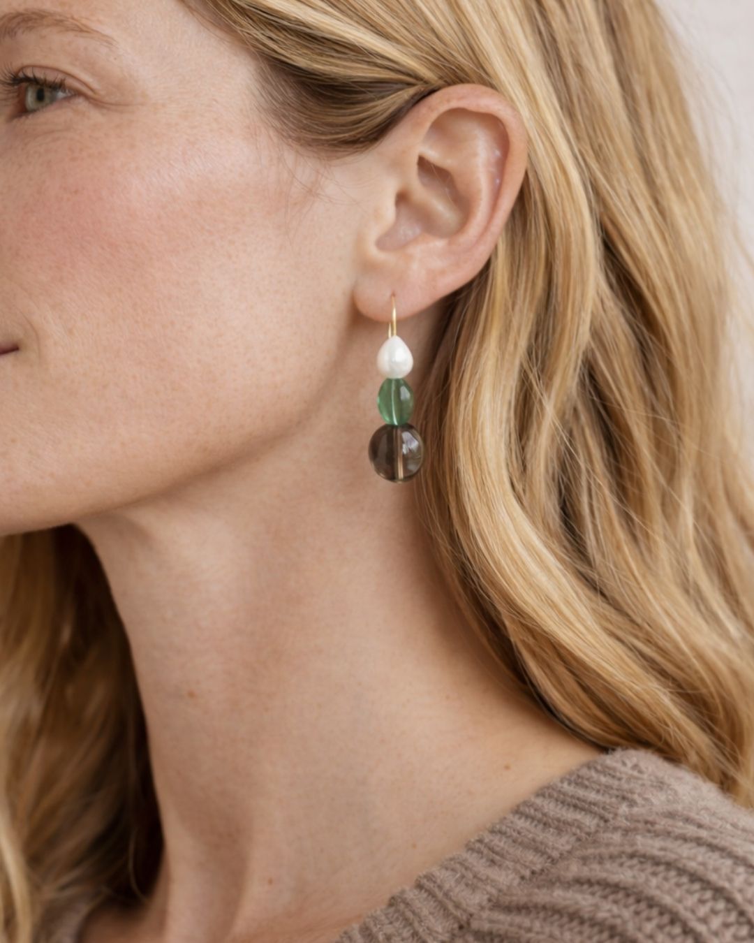Sage & Pearl Earrings | Gold Fill