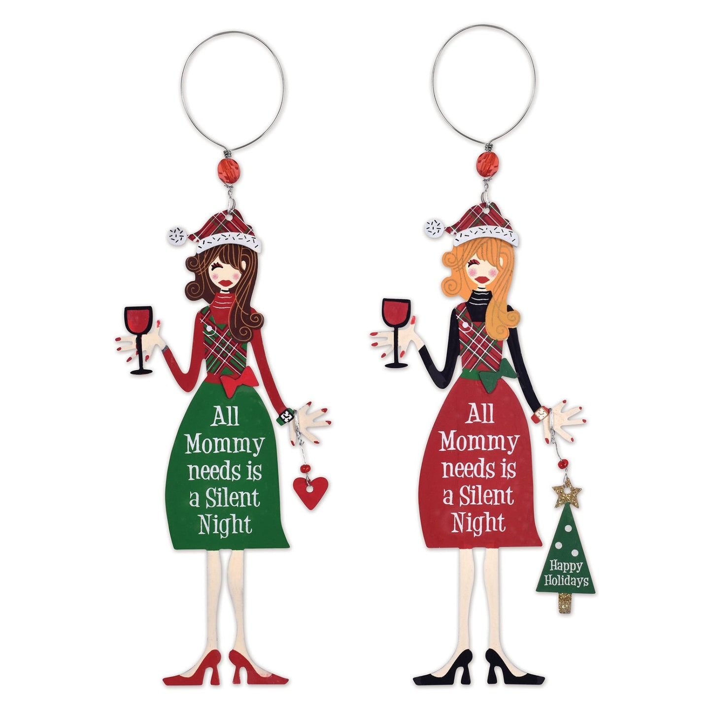 Sassy & Sip-Ready Wine Moms Ornaments - Set of 4