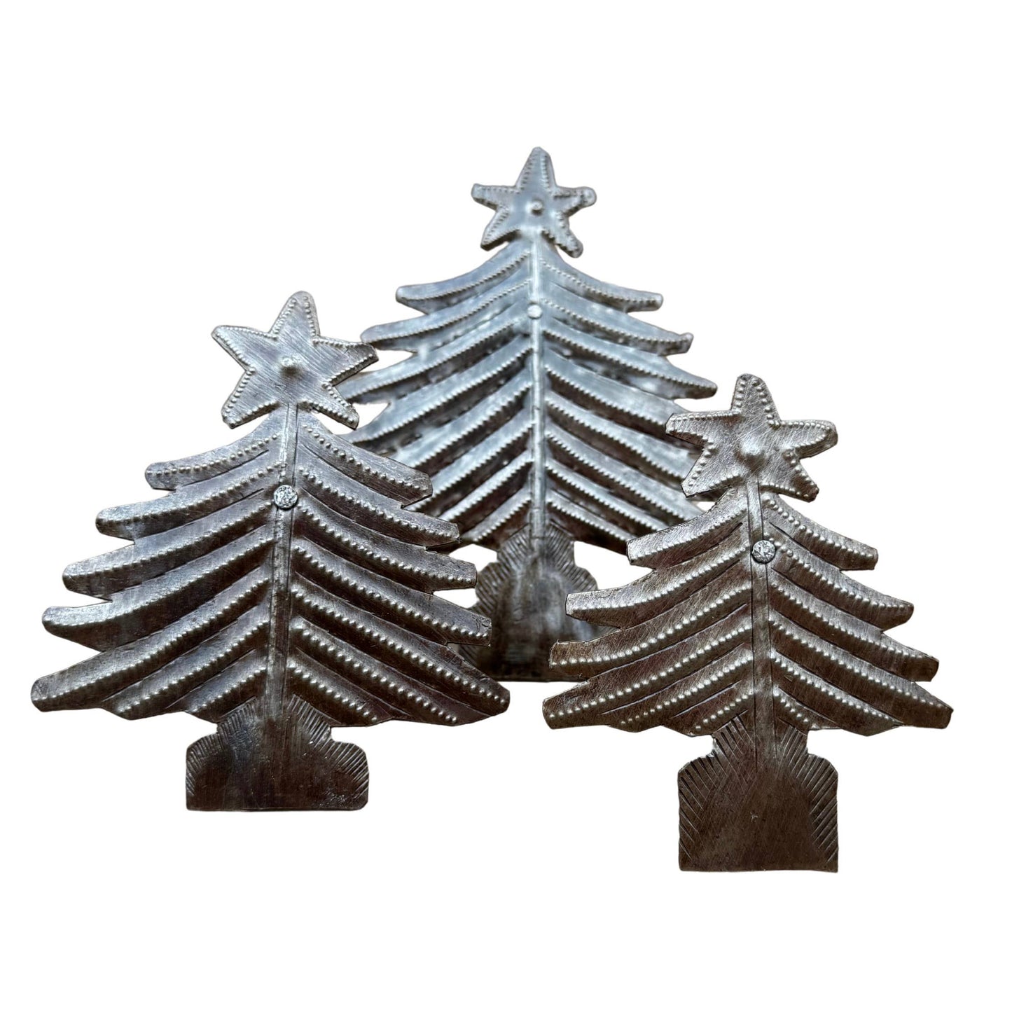 Metal Christmas Trees, Set of 3, Holiday Table Top Decor