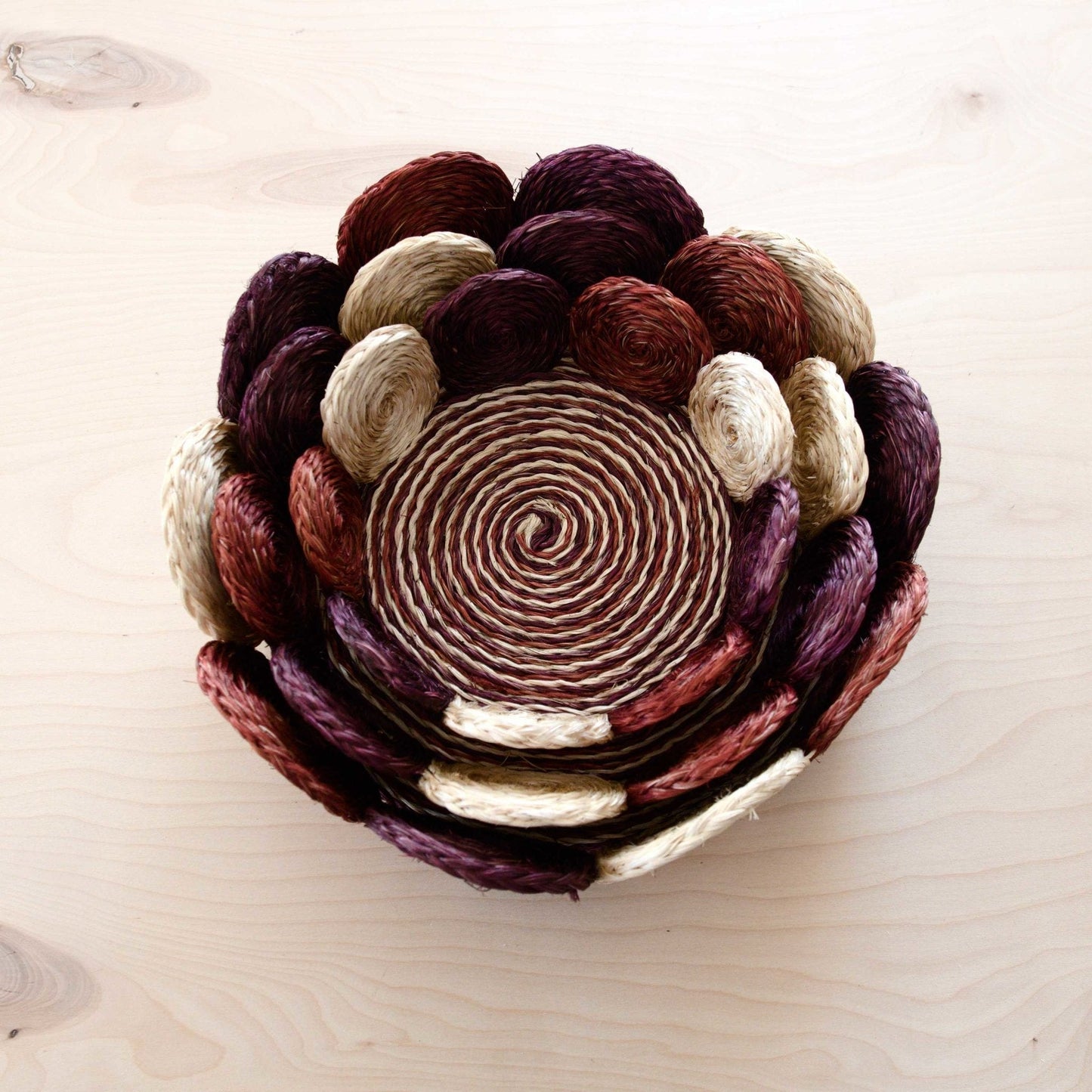 S/3 Rust and Mauve Handwoven Storage Basket