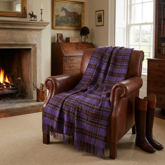 Prince of Scots Merino Wool Throw - Equestrian Tartan