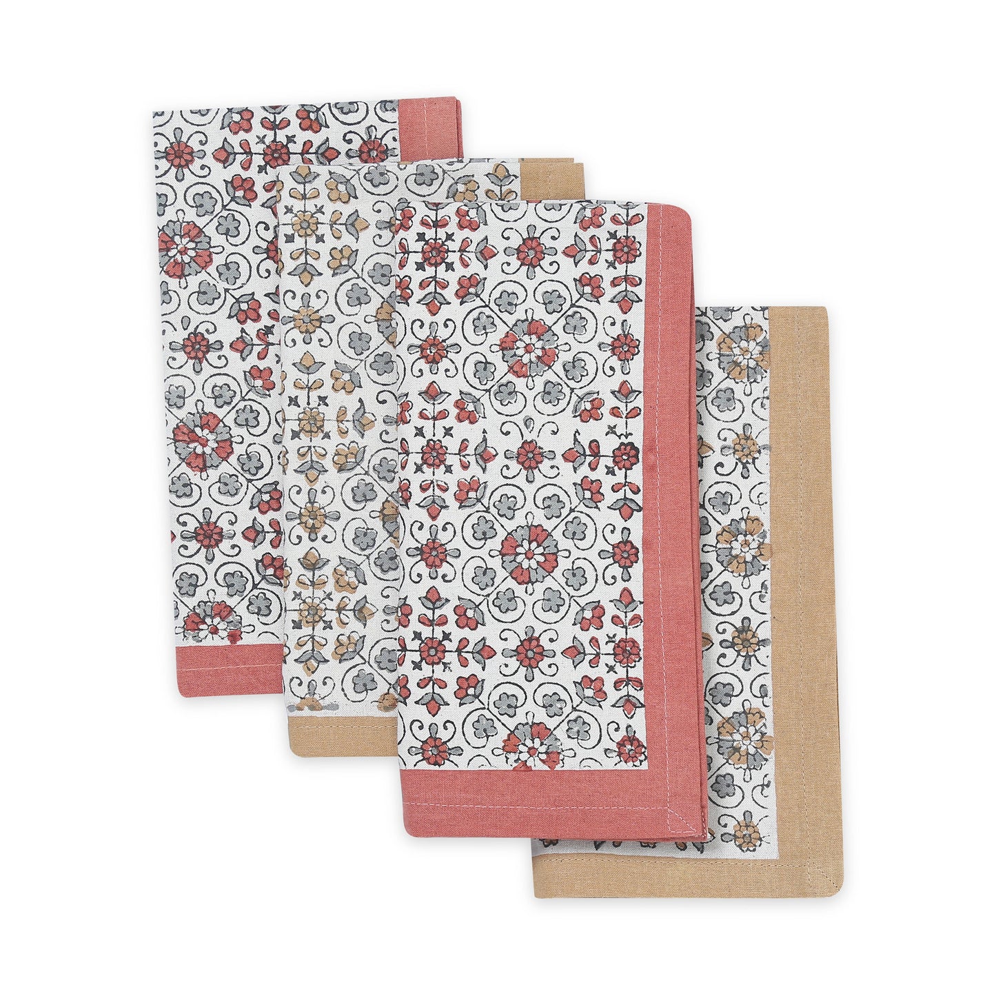 Hand Block Printed Cotton Napkins, Set of 4 | Lily