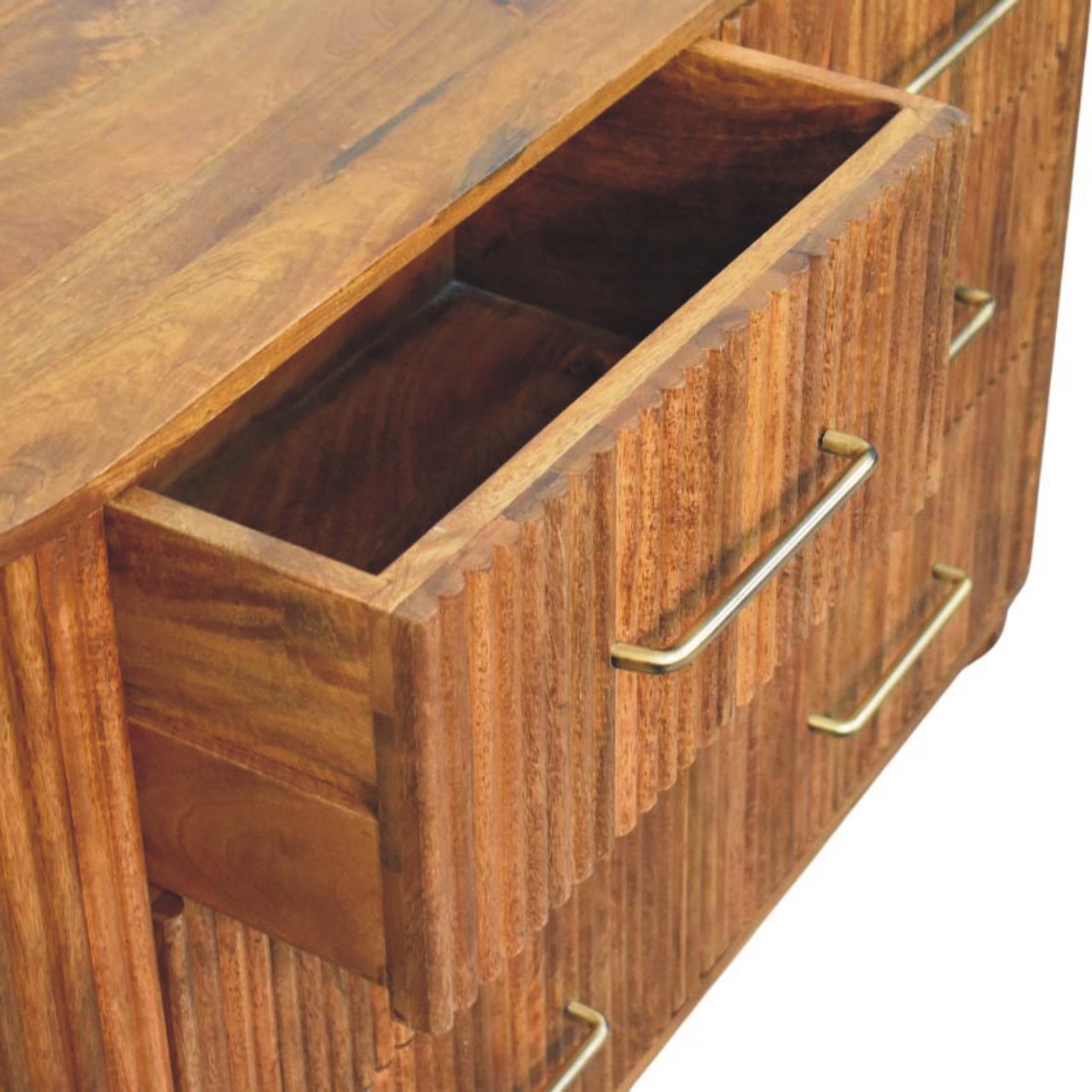 Solid Wood Ridgefront Chest – Amber Oak,6-Drawers