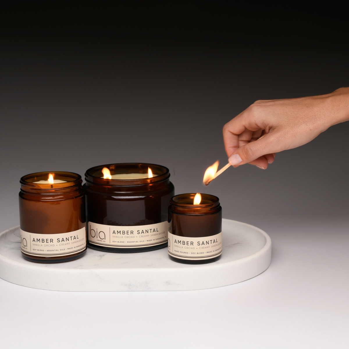 Amber Santal Soy Blend Candle - Amber, Sandalwood & Vanilla Orchid