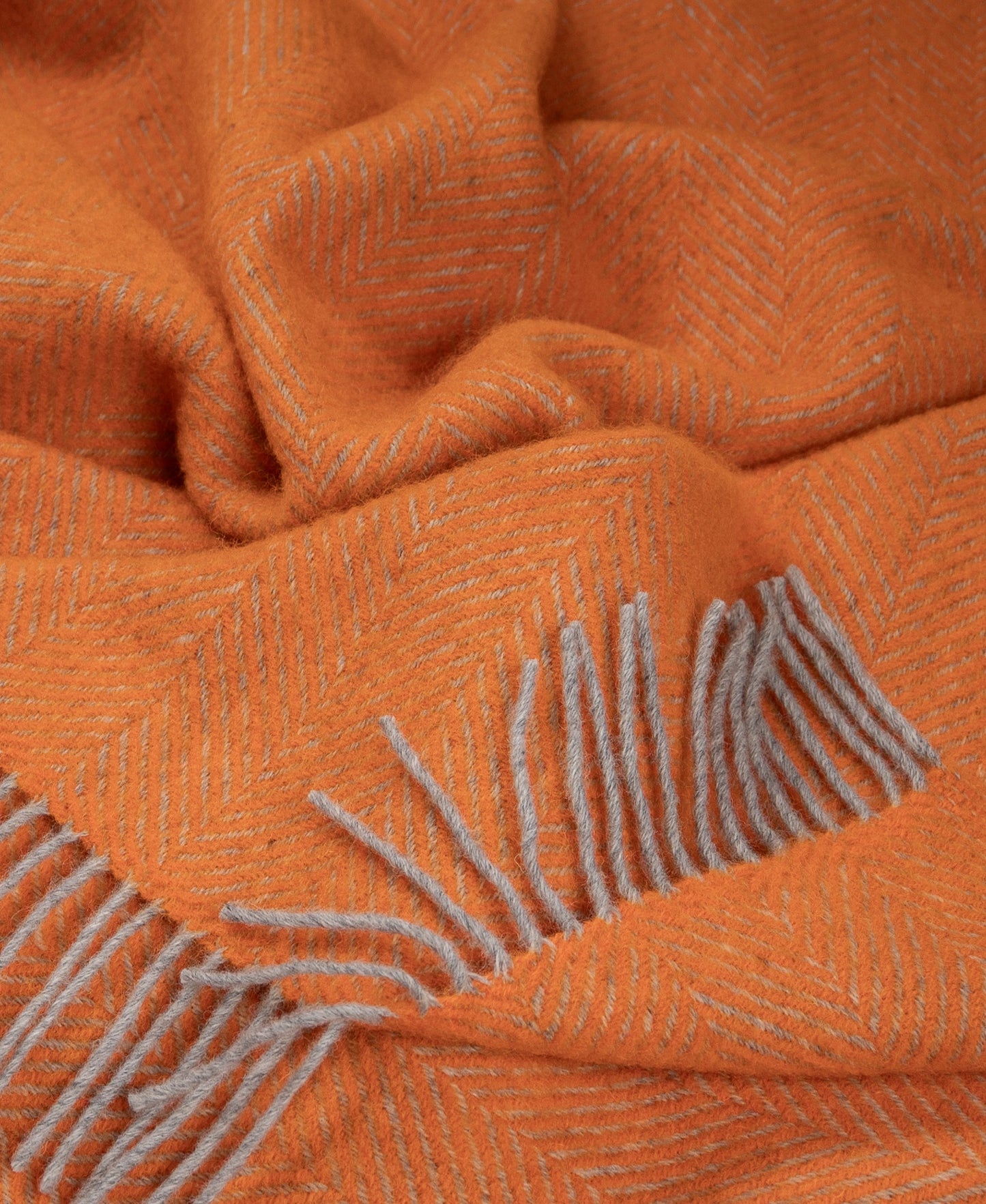 Highland Tweeds Herringbone Pure New Wool Throw - Atomic Orange