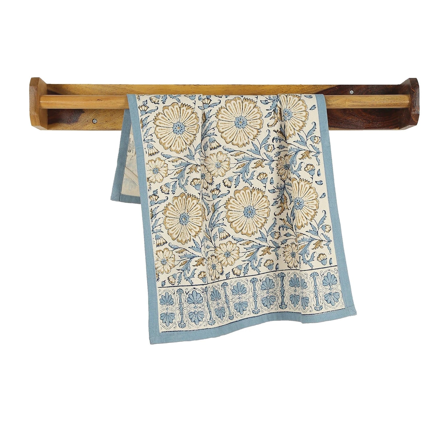 Hand Block Printed Cotton Kitchen Towels | 27″ × 19″ | Set of 2 | Fair Trade | STREAMLINE
