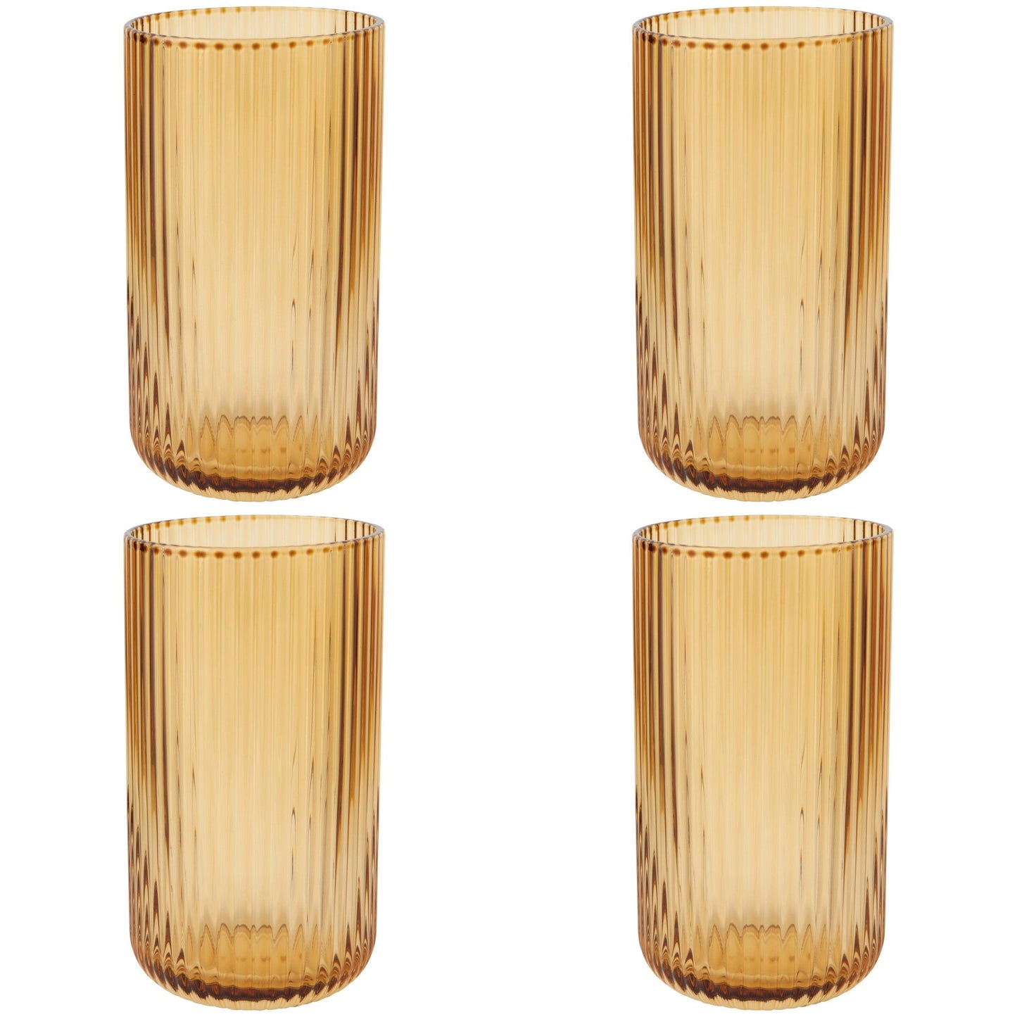 Set of 4 Tumbler 17oz Fluted Amber