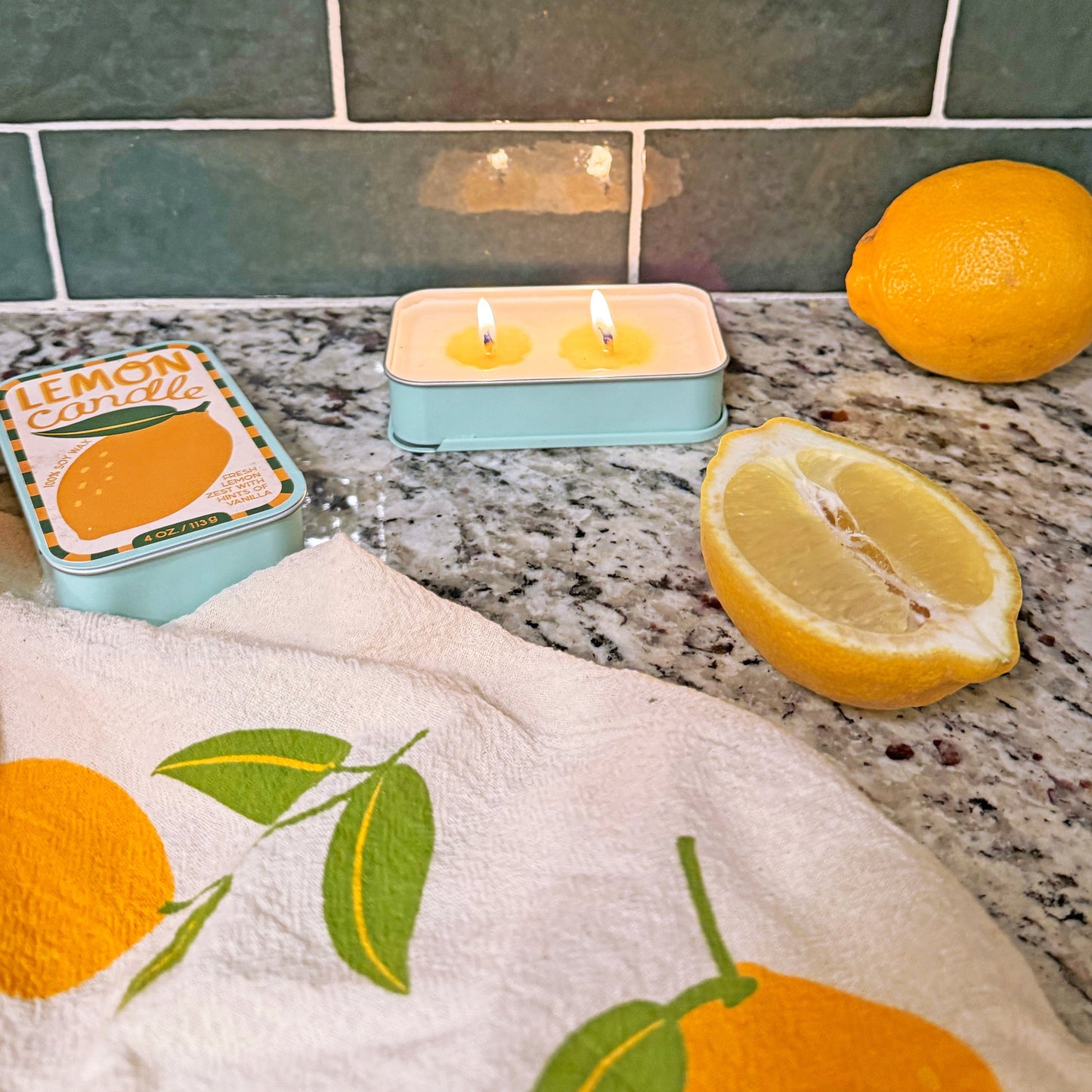 Lemon & Oyster Candle Set of 2