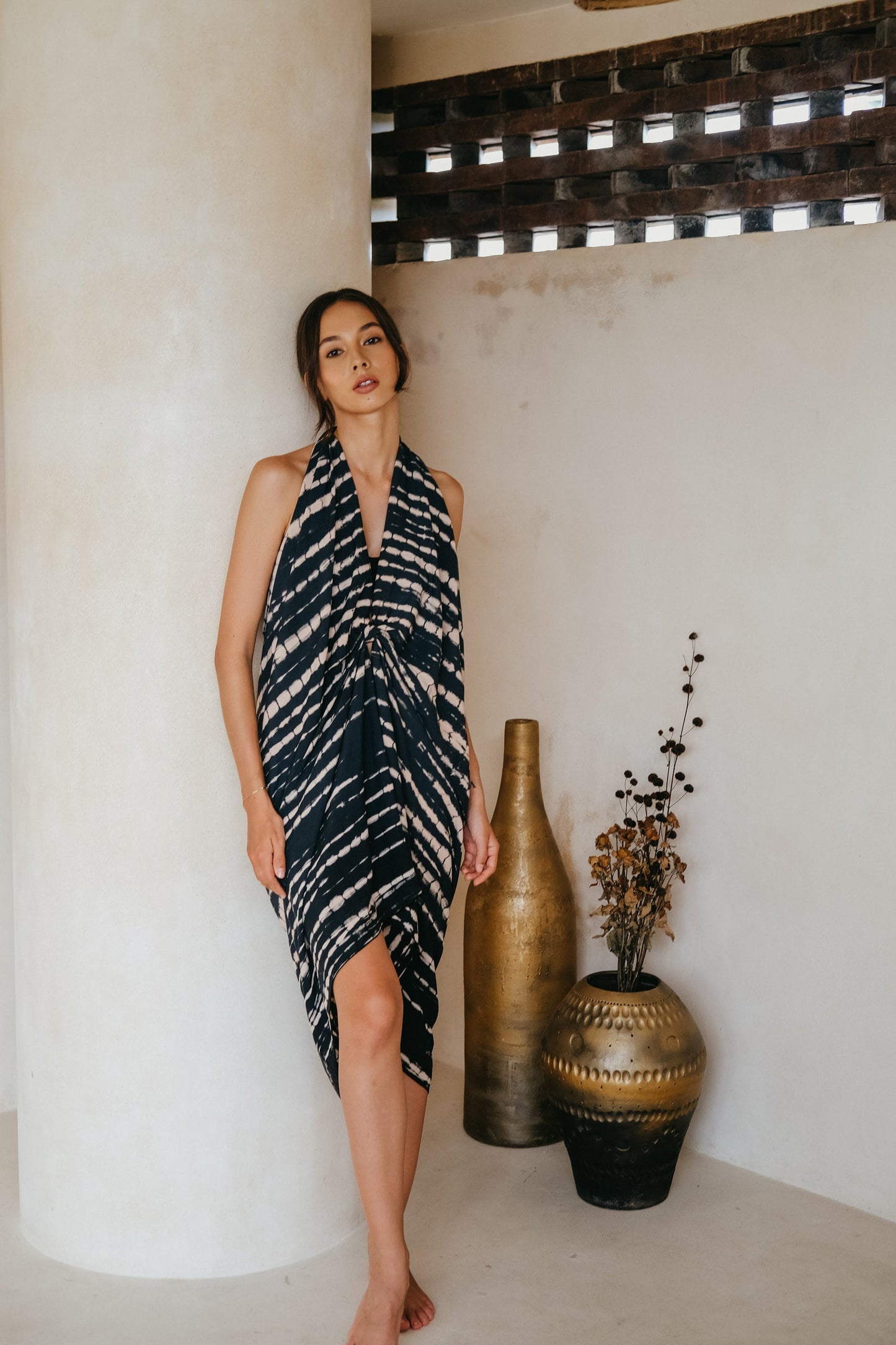 Beach Hand Dyed Sarong in Black