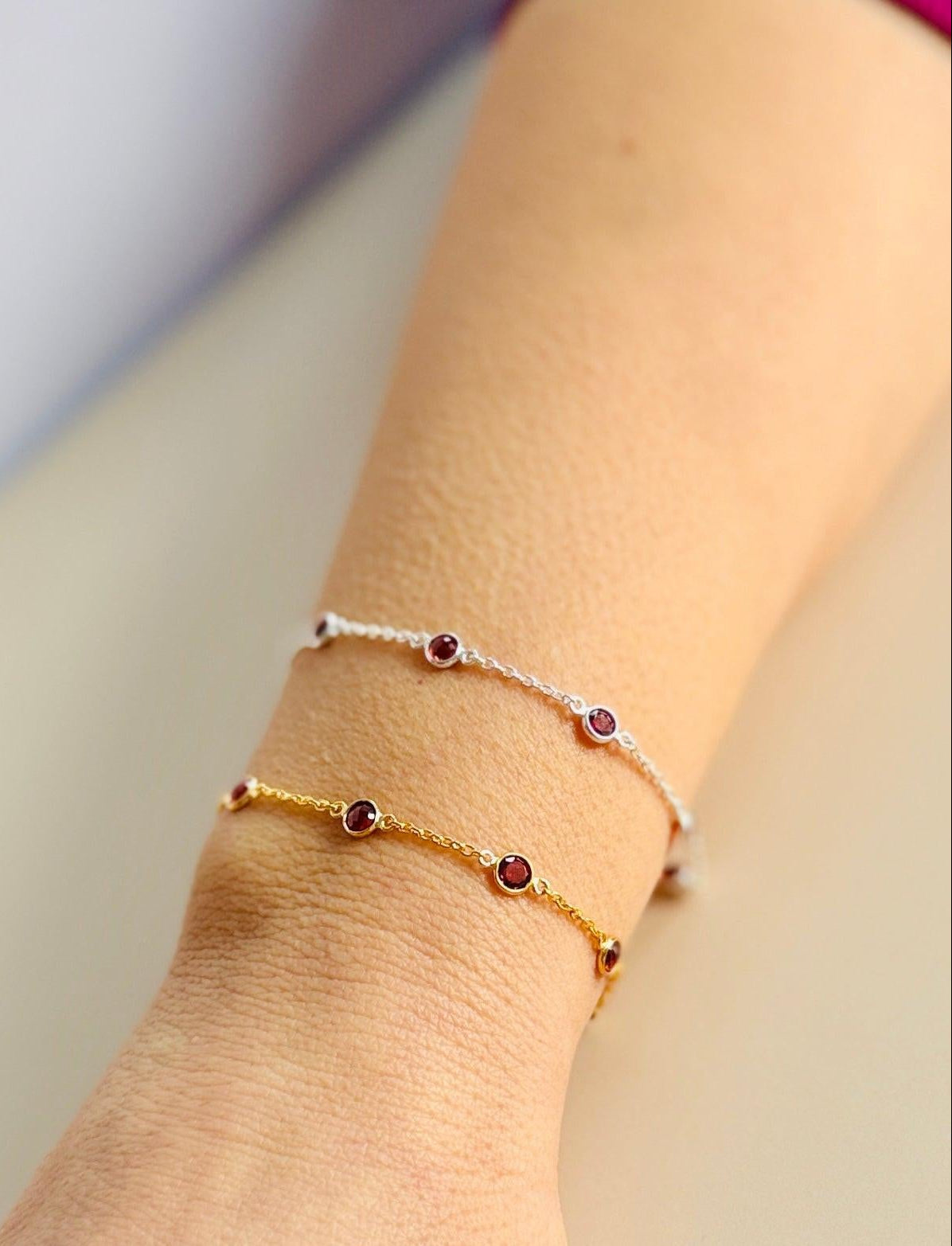 January Birthstone Bracelet — Garnet
