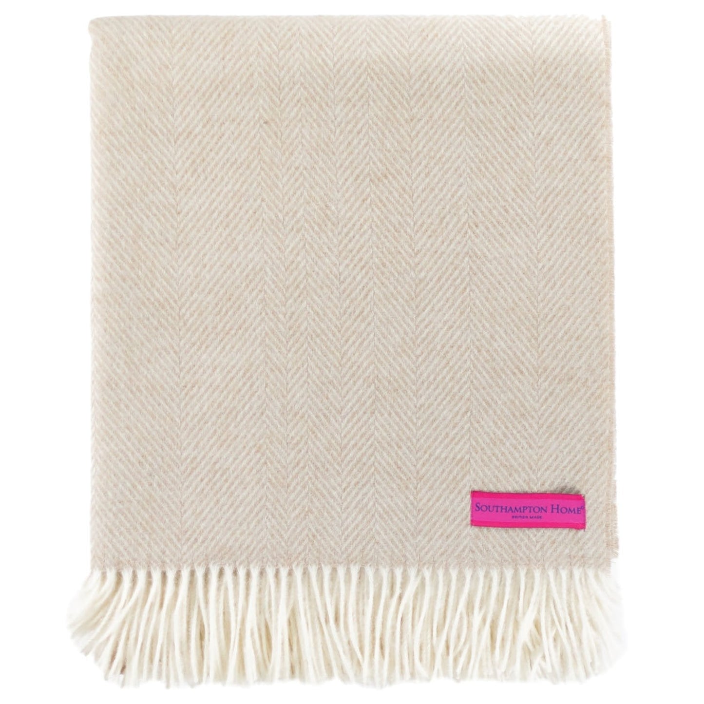 Southampton Home Merino Wool Herringbone Throw - Linen