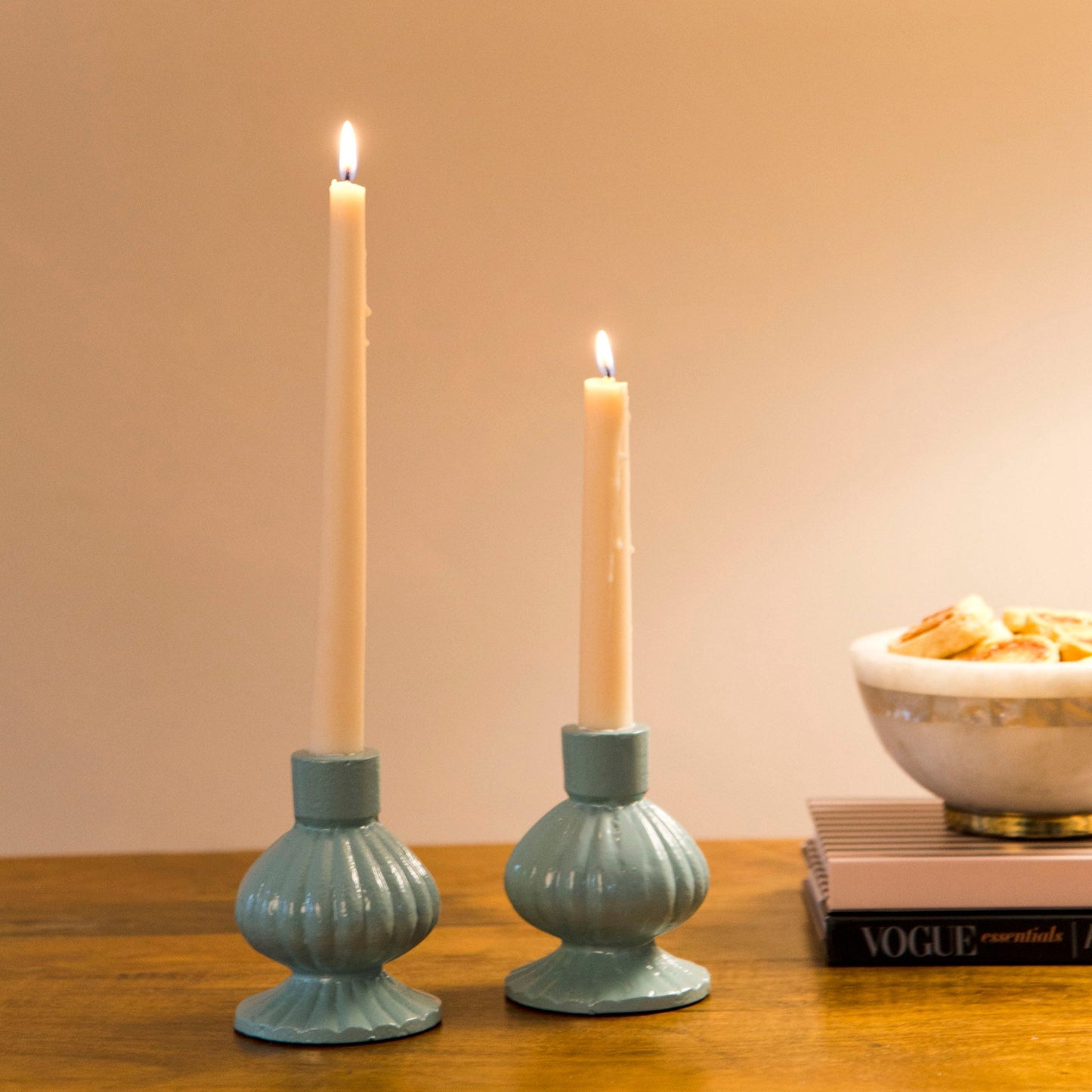 Sculpted Aluminum Candlesticks Set of 2