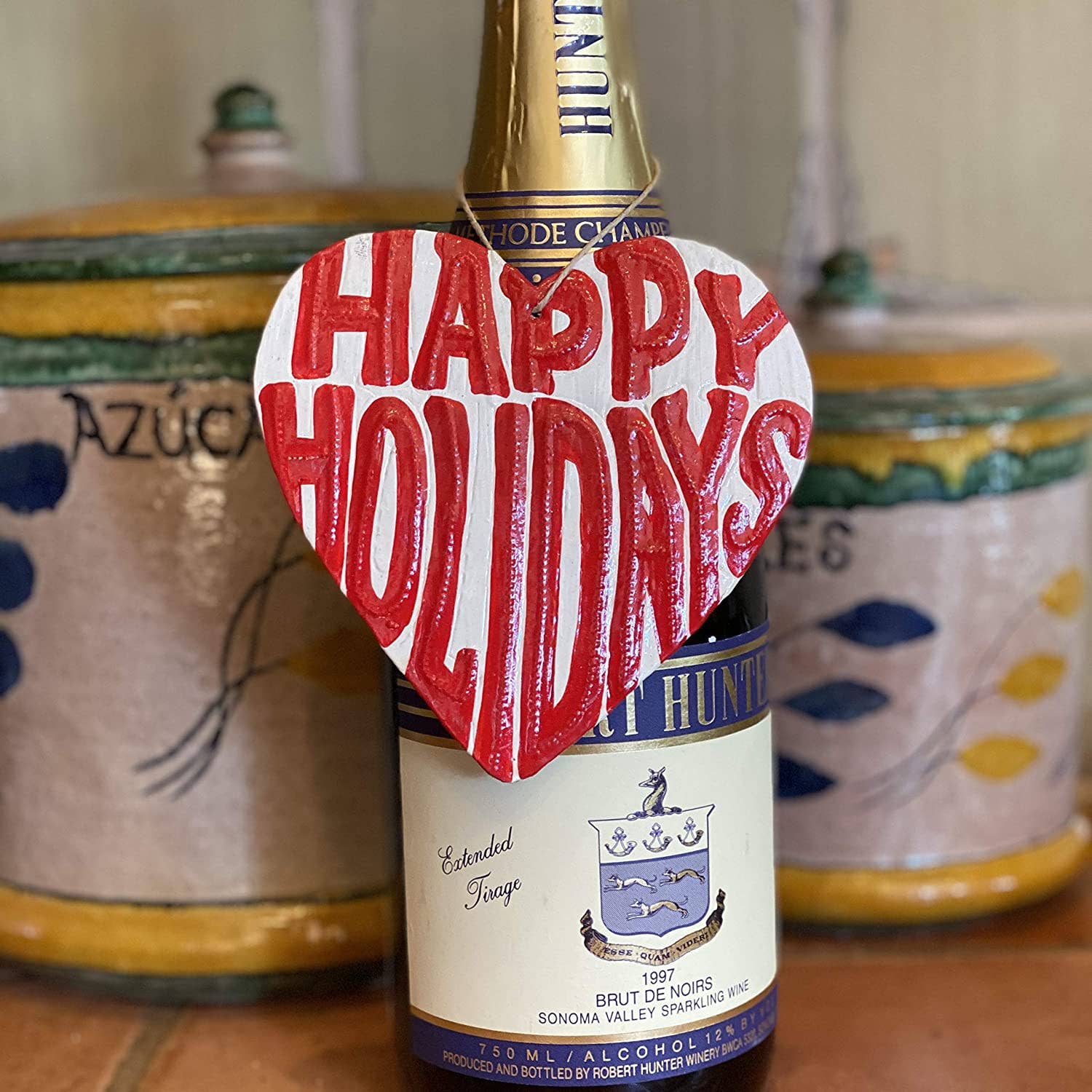 Ornament, Decor Collection, Happy Holidays Heart 4.25x4.5"