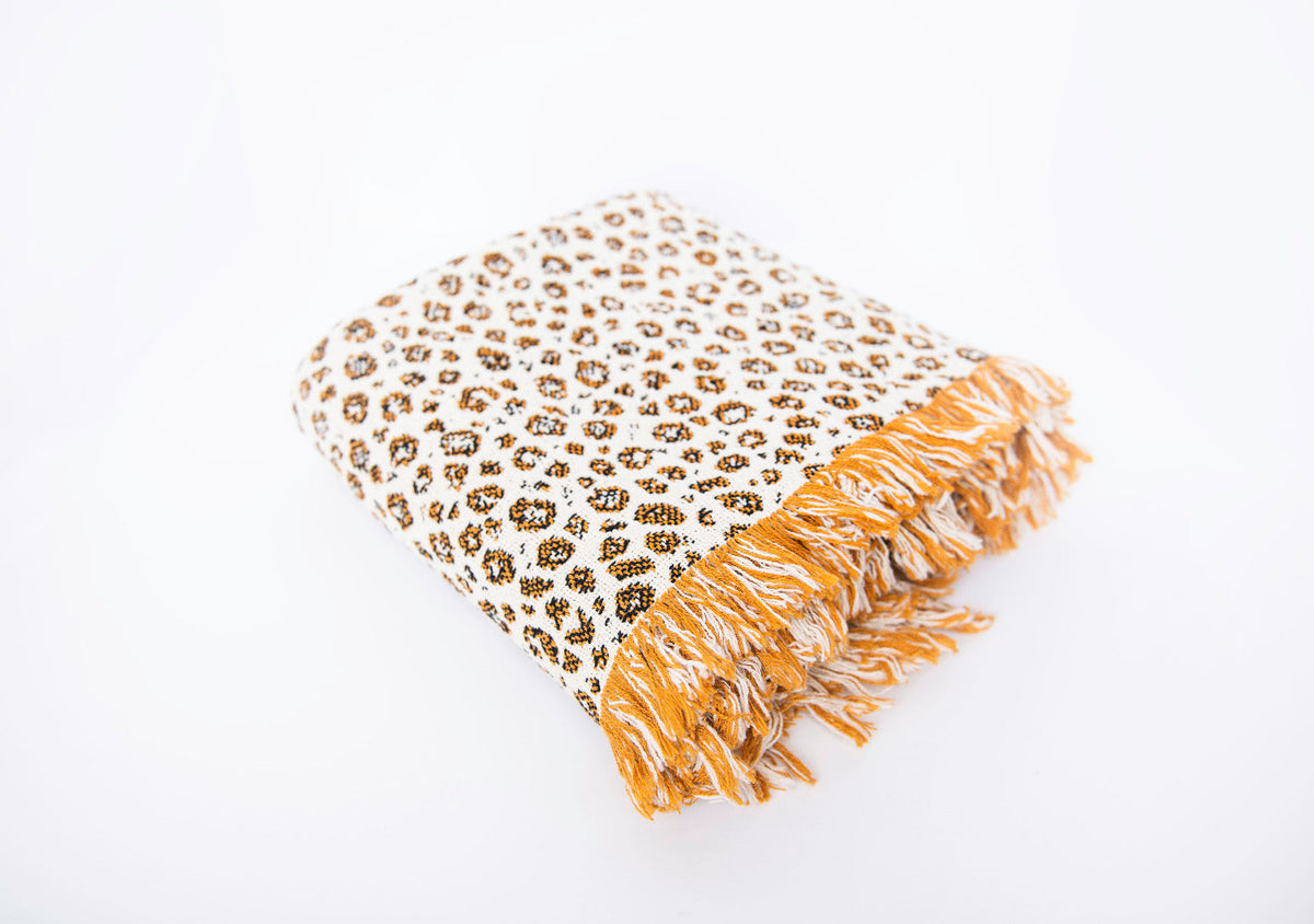 Leopard Print Jacquard Woven Throw