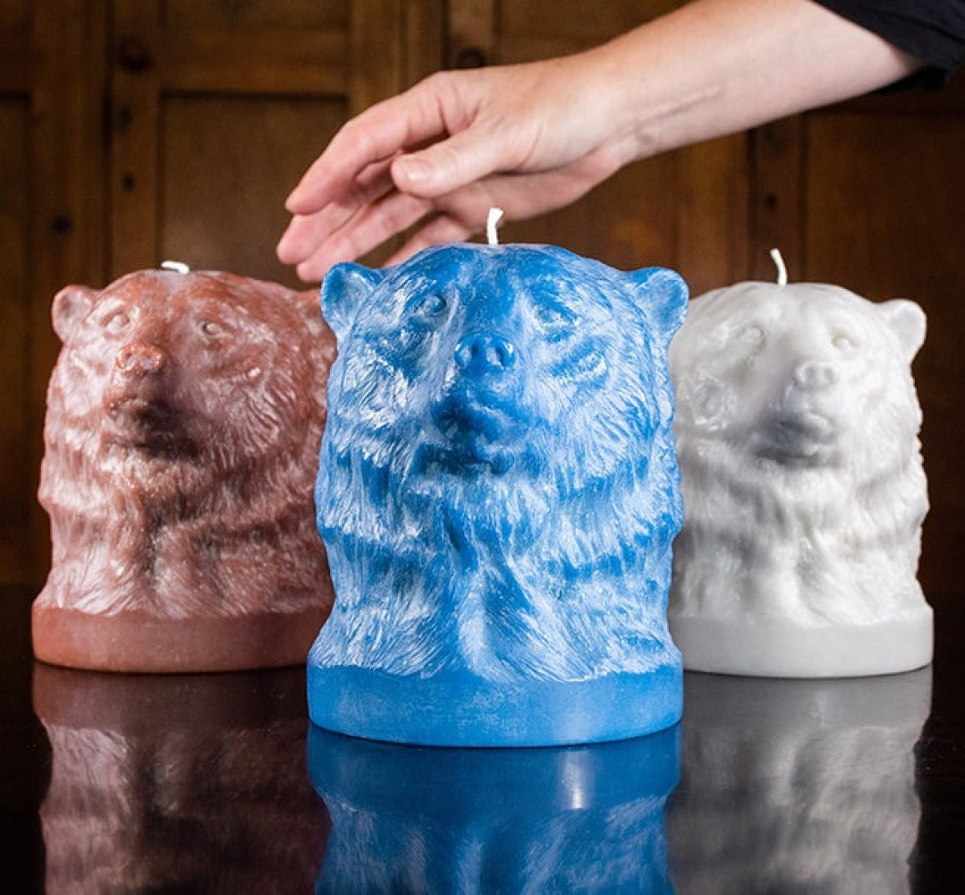 Willow Grey Bear Head Candle