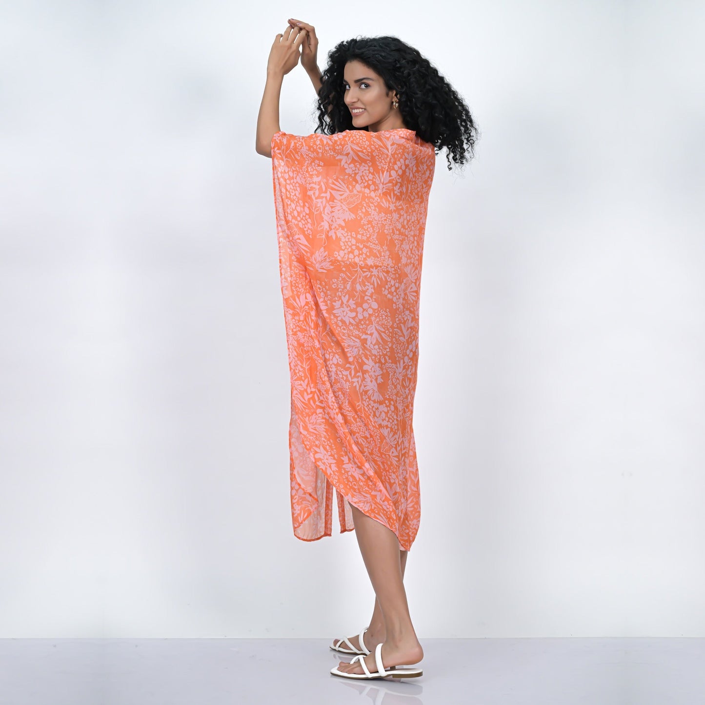Binary Leaflet Caftan - Coral