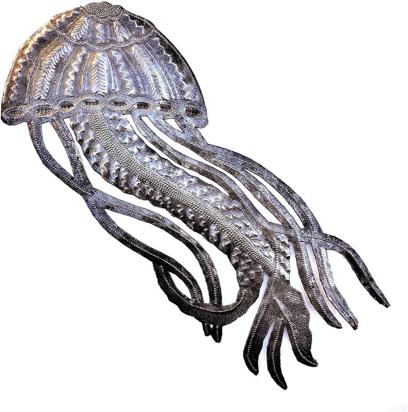 JellyFish Nautical Beach Theme Art, Handmade  7" x 17"