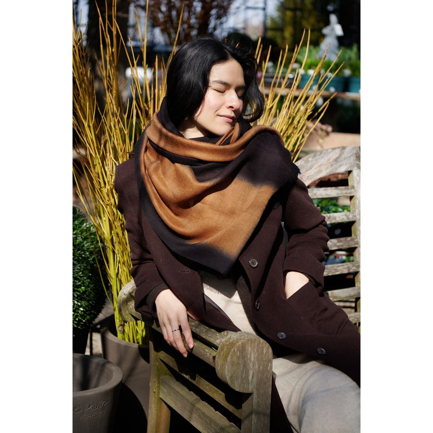 Iris Brown Cashmere Merino Handwoven Scarf