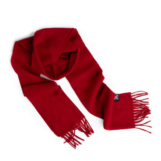 Prince of Scots Fringed Merino Wool Scarf (Red)