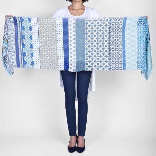 Santorini Patterned Wrap - Blue Multi