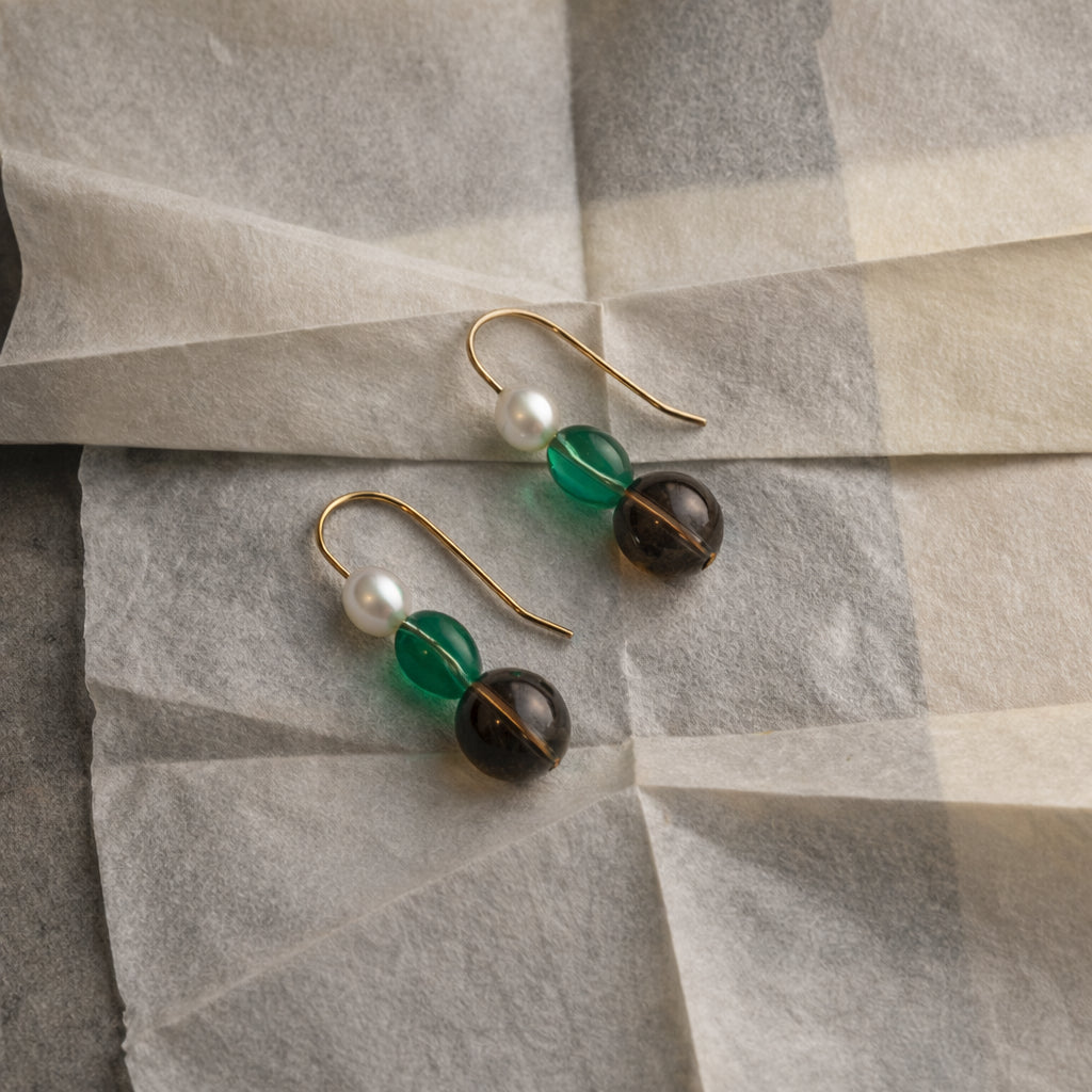 Sage & Pearl Earrings | Gold Fill