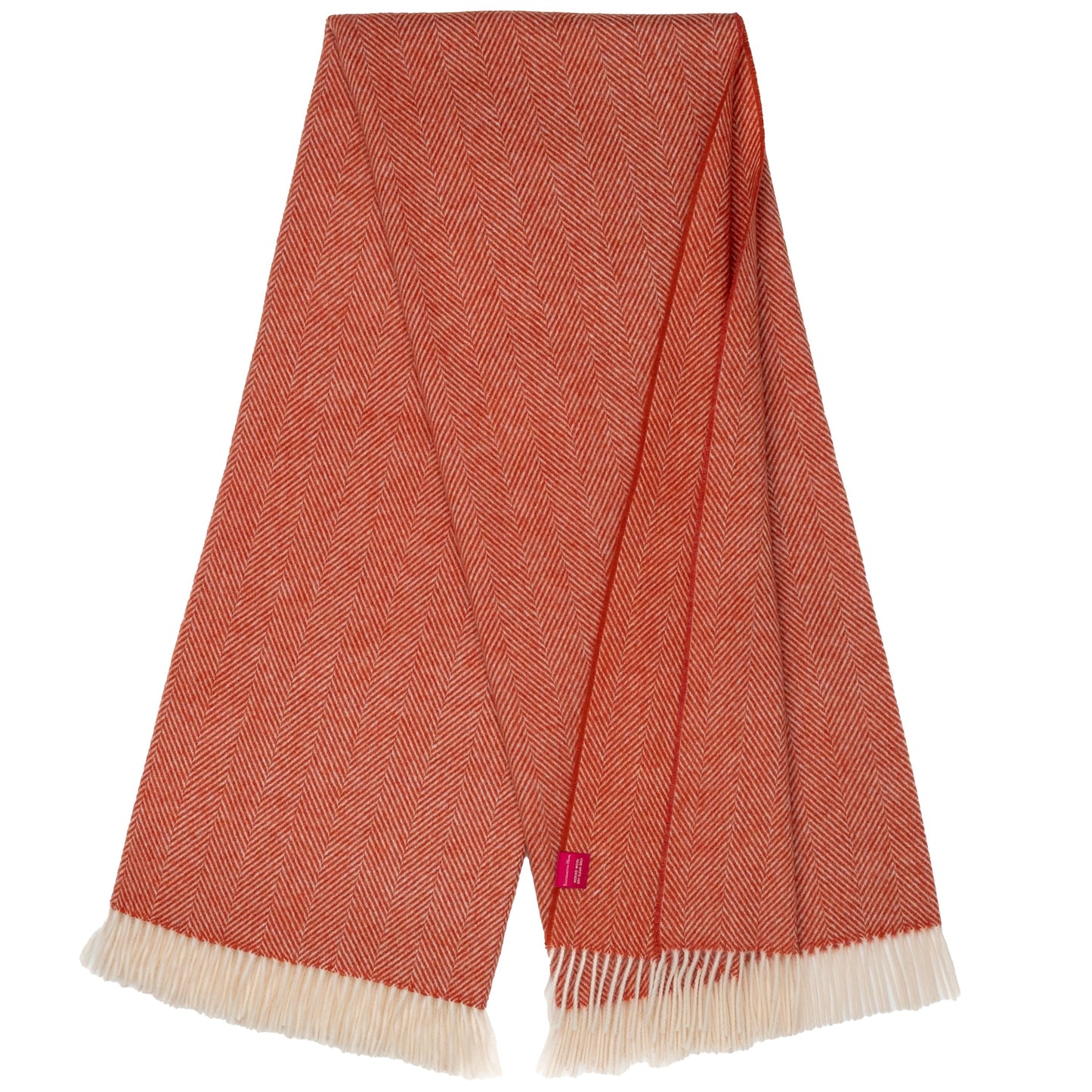 Southampton Home Merino Wool Herringbone Throw - Melon