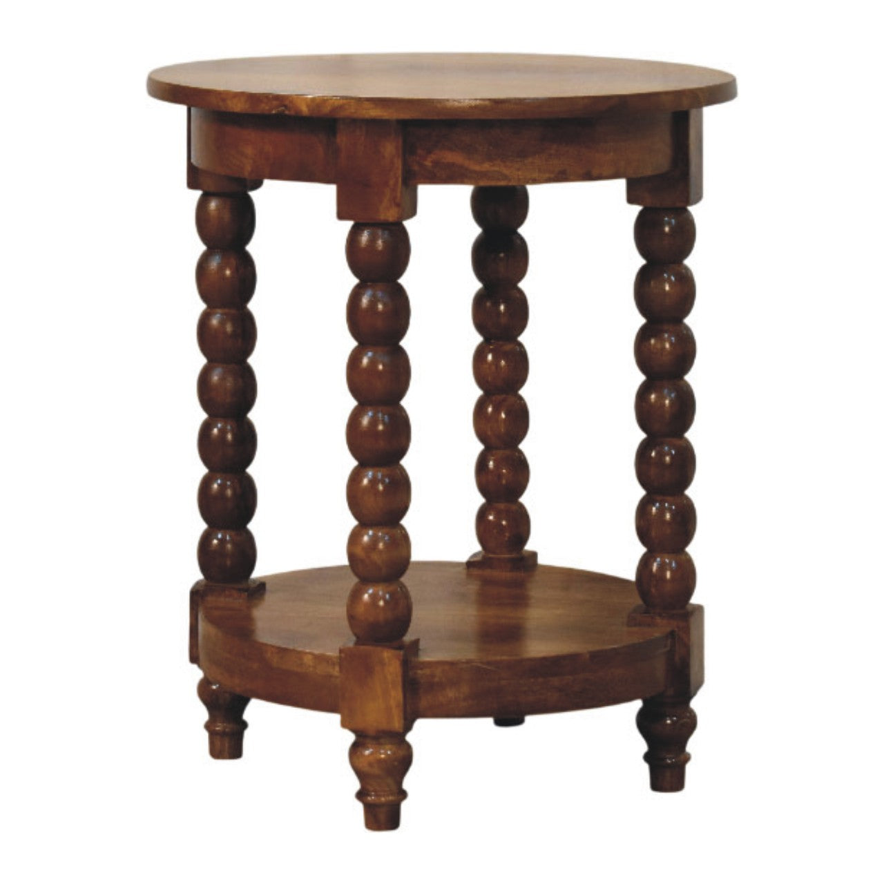 Solid Wood Spindle Round Side Table