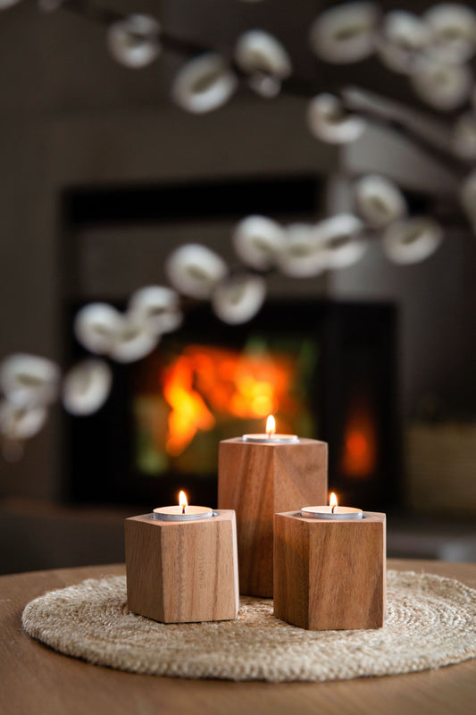 Others Wooden Candle Holder Short