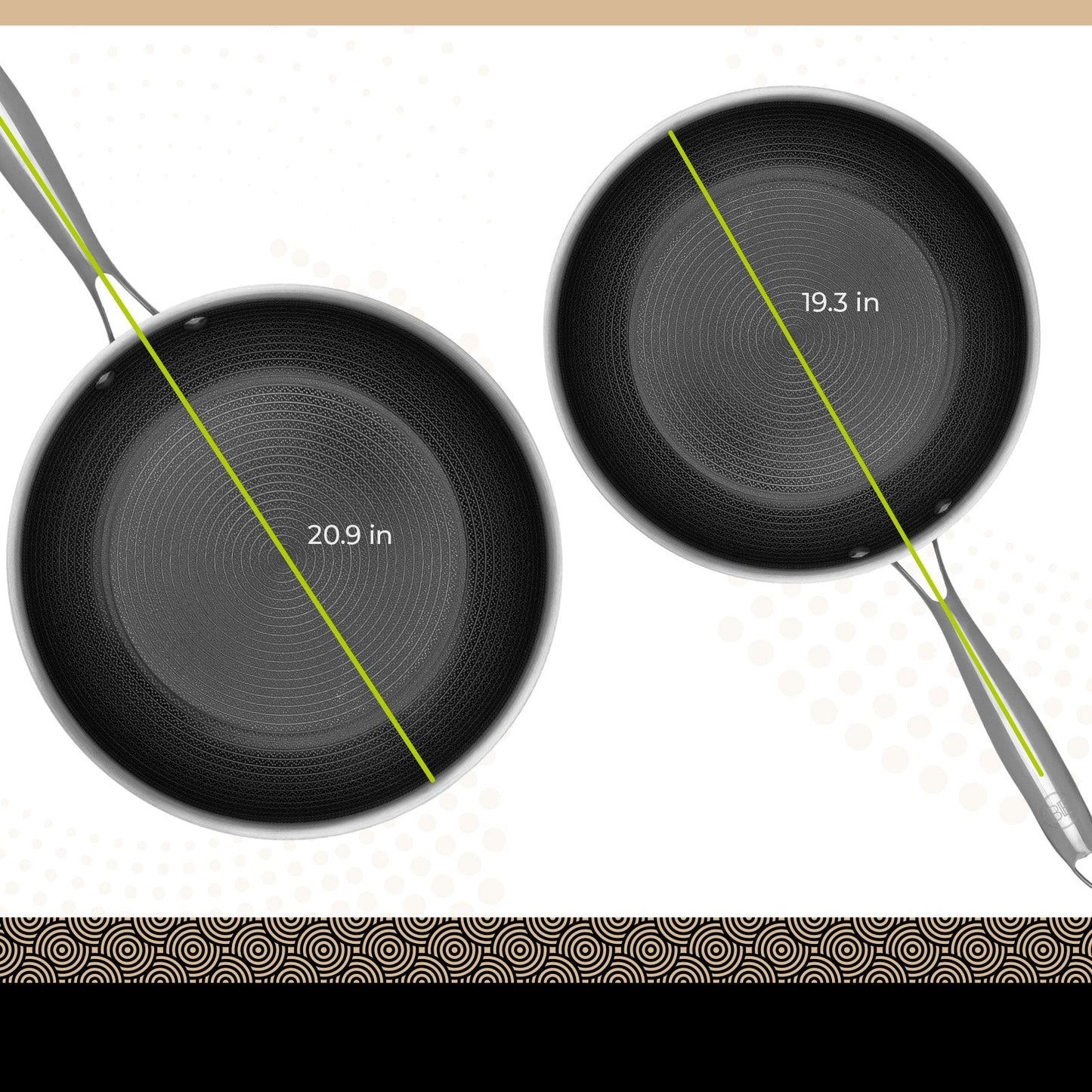 BE | LIVING - Circlad Series - 2 pcs Frying Pan Set 10"+12" / 26+30 cm - Triply Stainless Steel Circlad