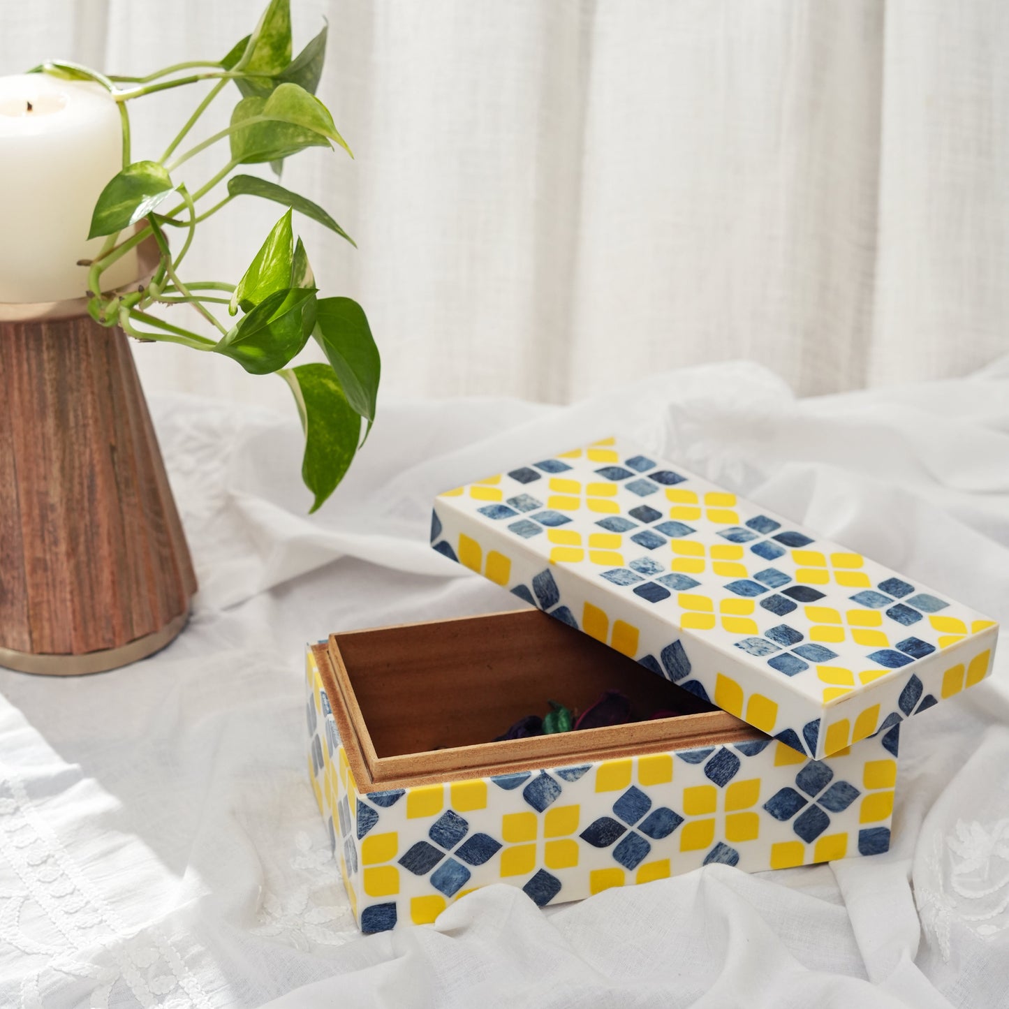 Marigold Mosaic Bone Inlay Storage Box