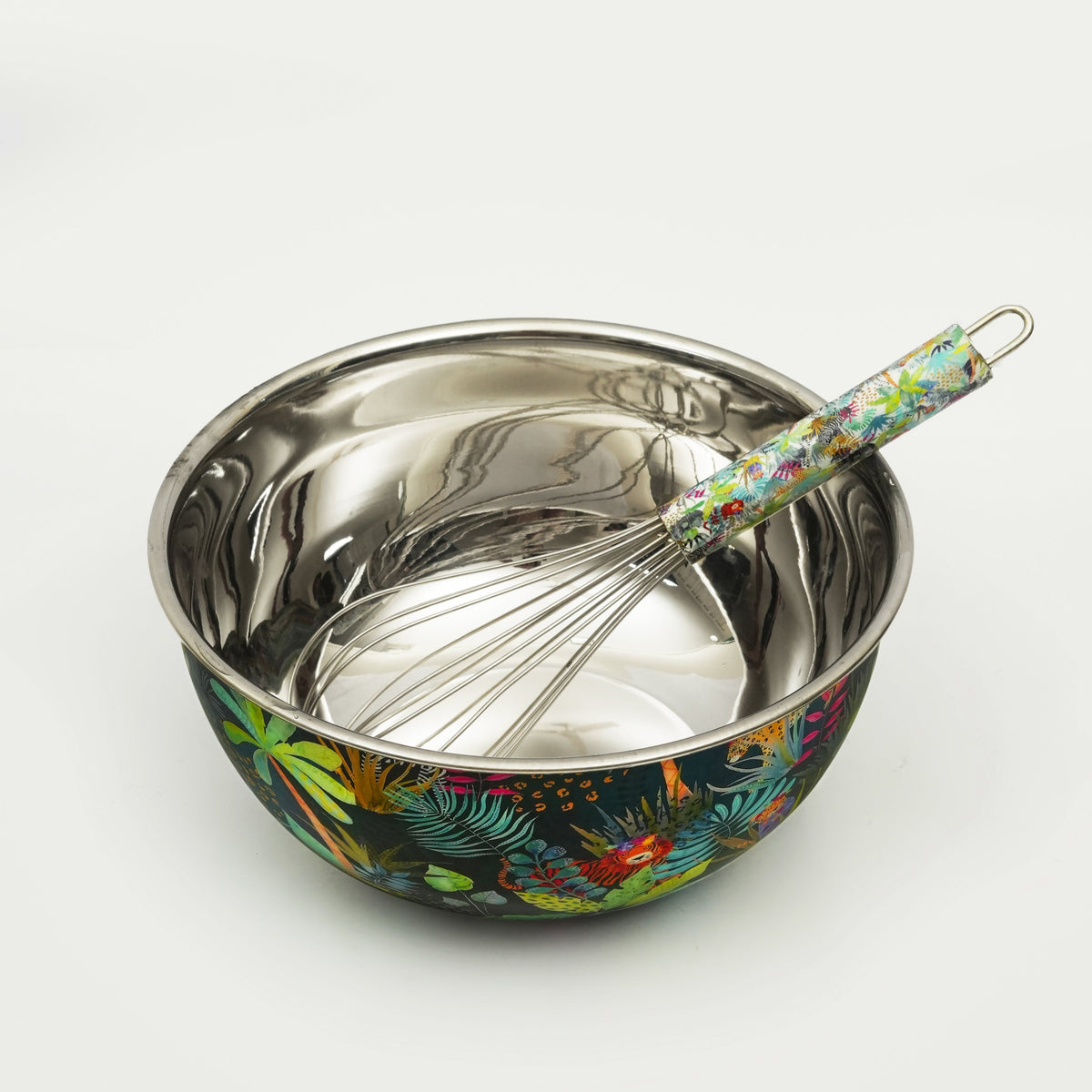 Rainforest Bloom Bowl & Whisk Stainless Steel Mixing Set