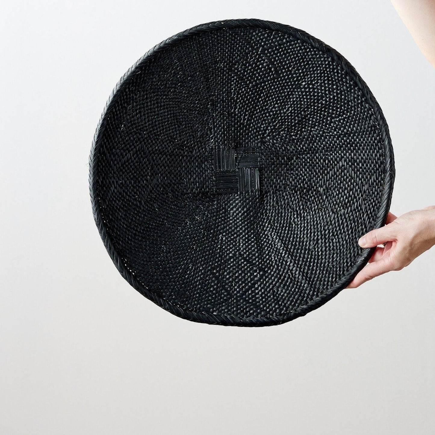Hand-Painted Black Binga Flat Basket
