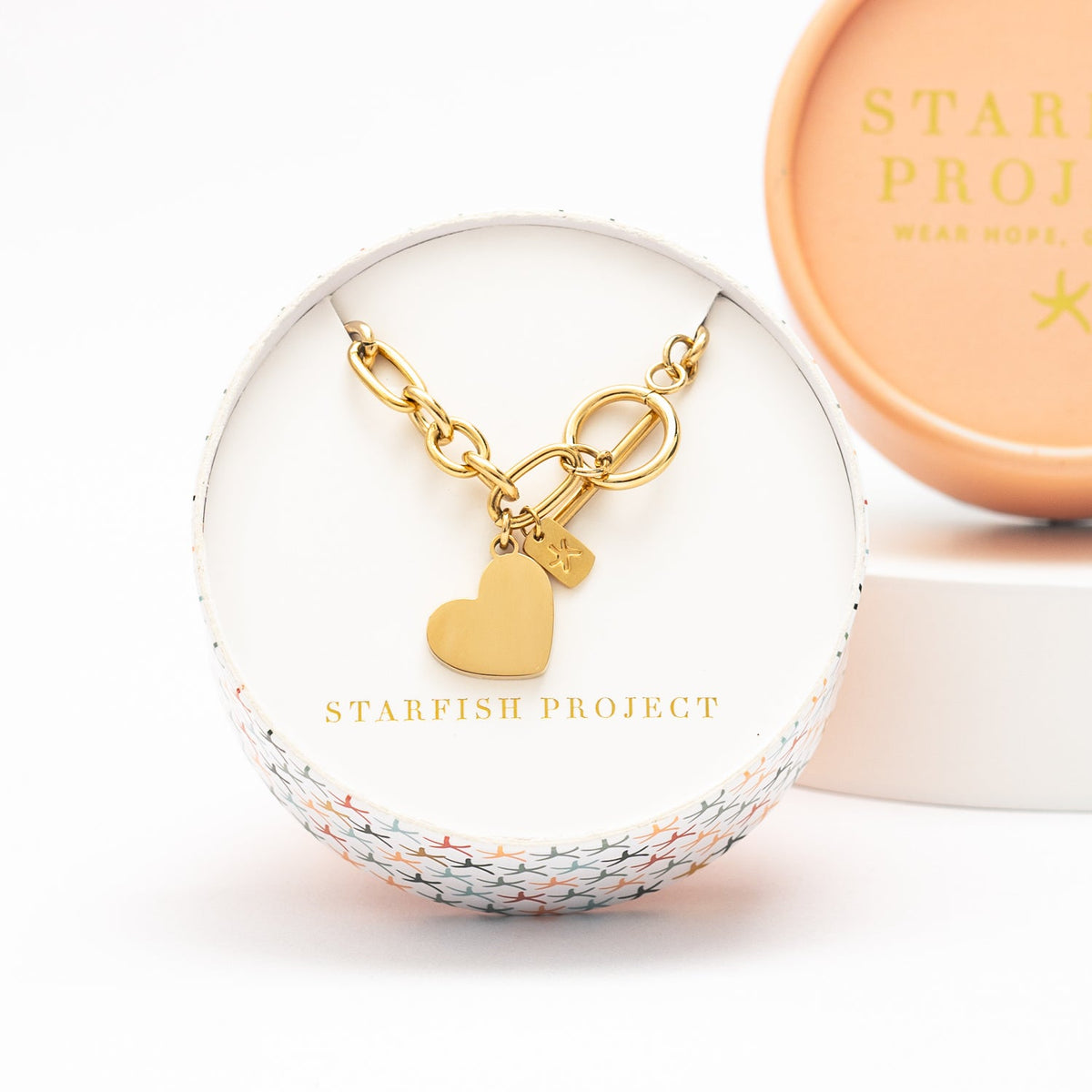 Gift box, starfish project, beautiful jewelry brands, heart bracelet engravable bracelet with heart center, beautiful jewelry for women