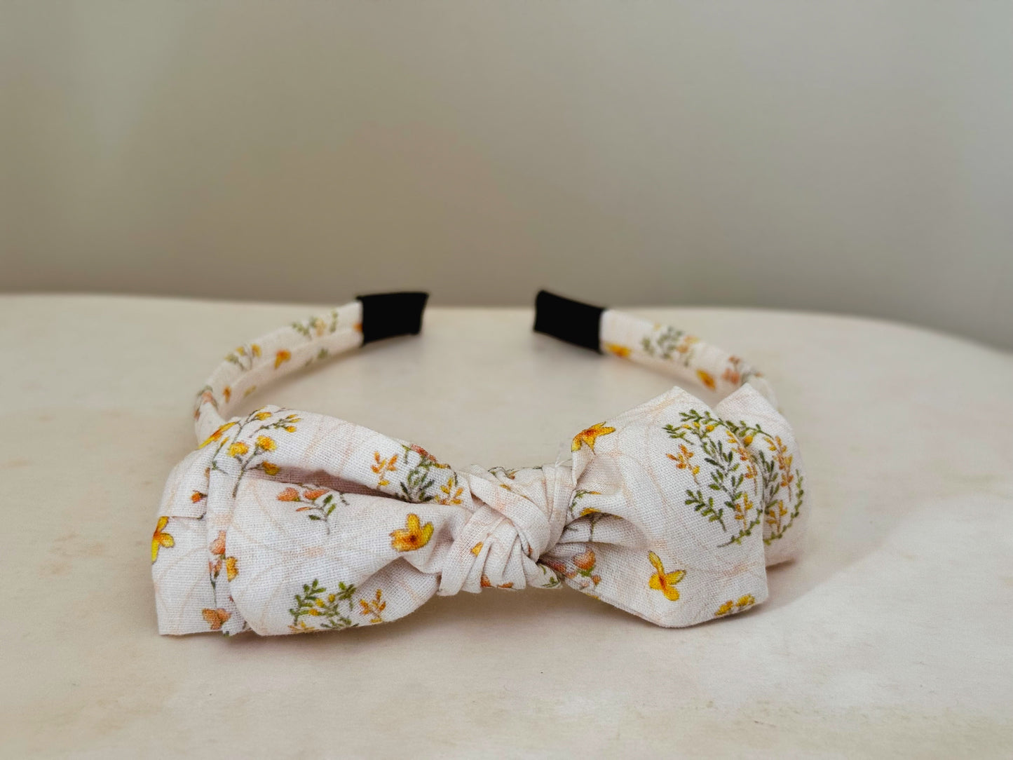 Three Little Bows Headband- Golden Blossom