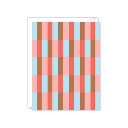 Retro Striped Checkerboard Blank Card-Boxed Set of 8