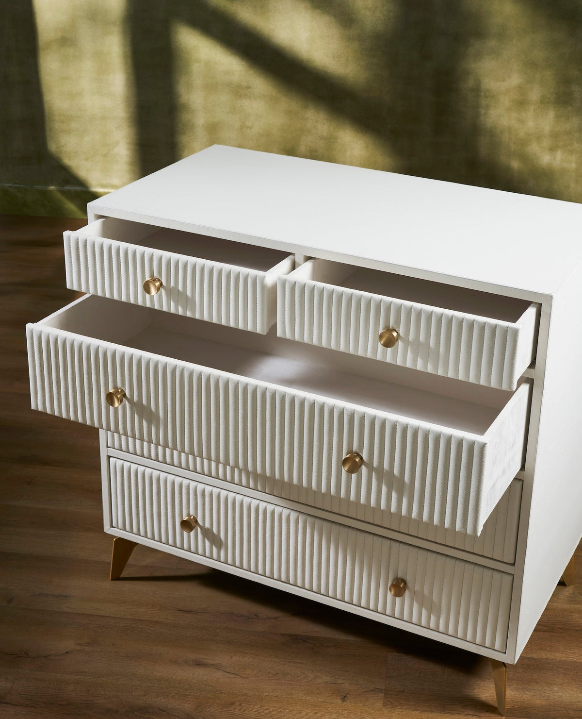 Stanford Five Drawer Leather Chest