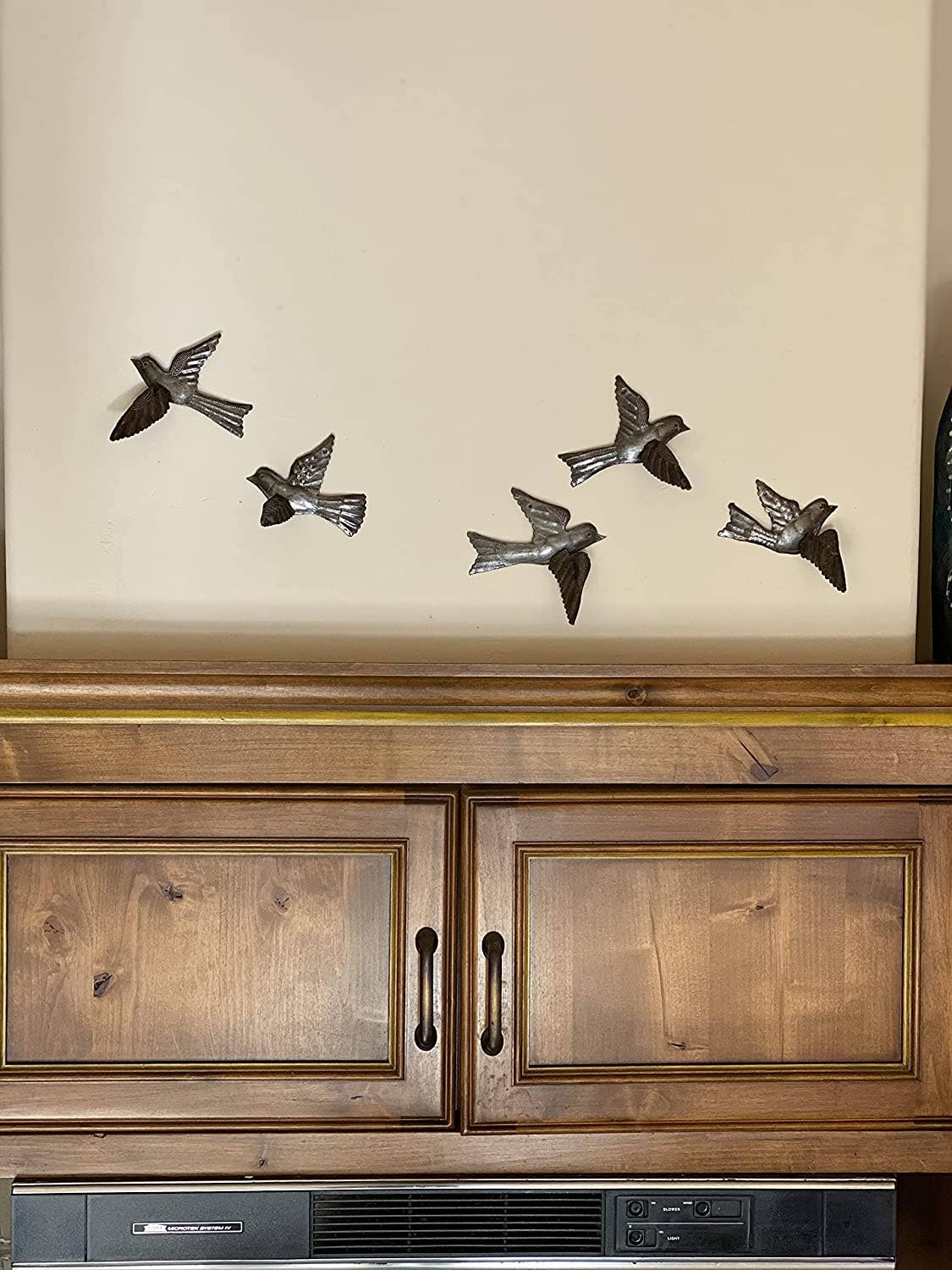 Bird Metal Wall Decor, Set of 5, 3D Wings, Small Hanging Birds 5" x 4.5"