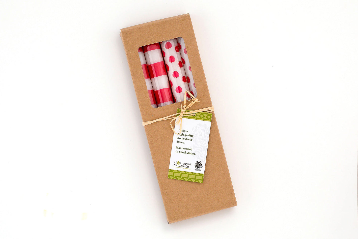Red Dots & Stripes Tapers - Gift Box of 4
